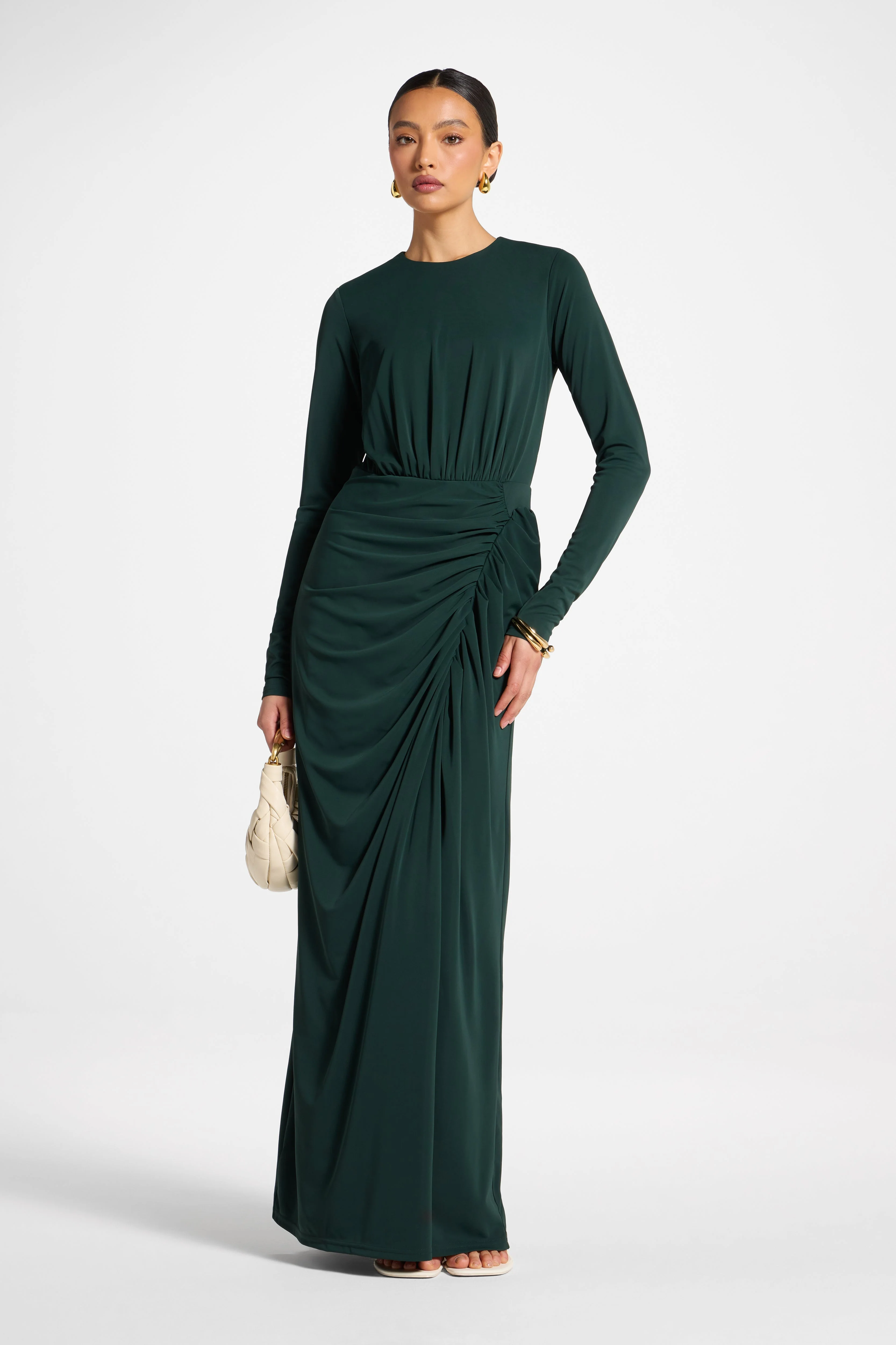 Rouched Wrap Maxi Dress - Scarab
