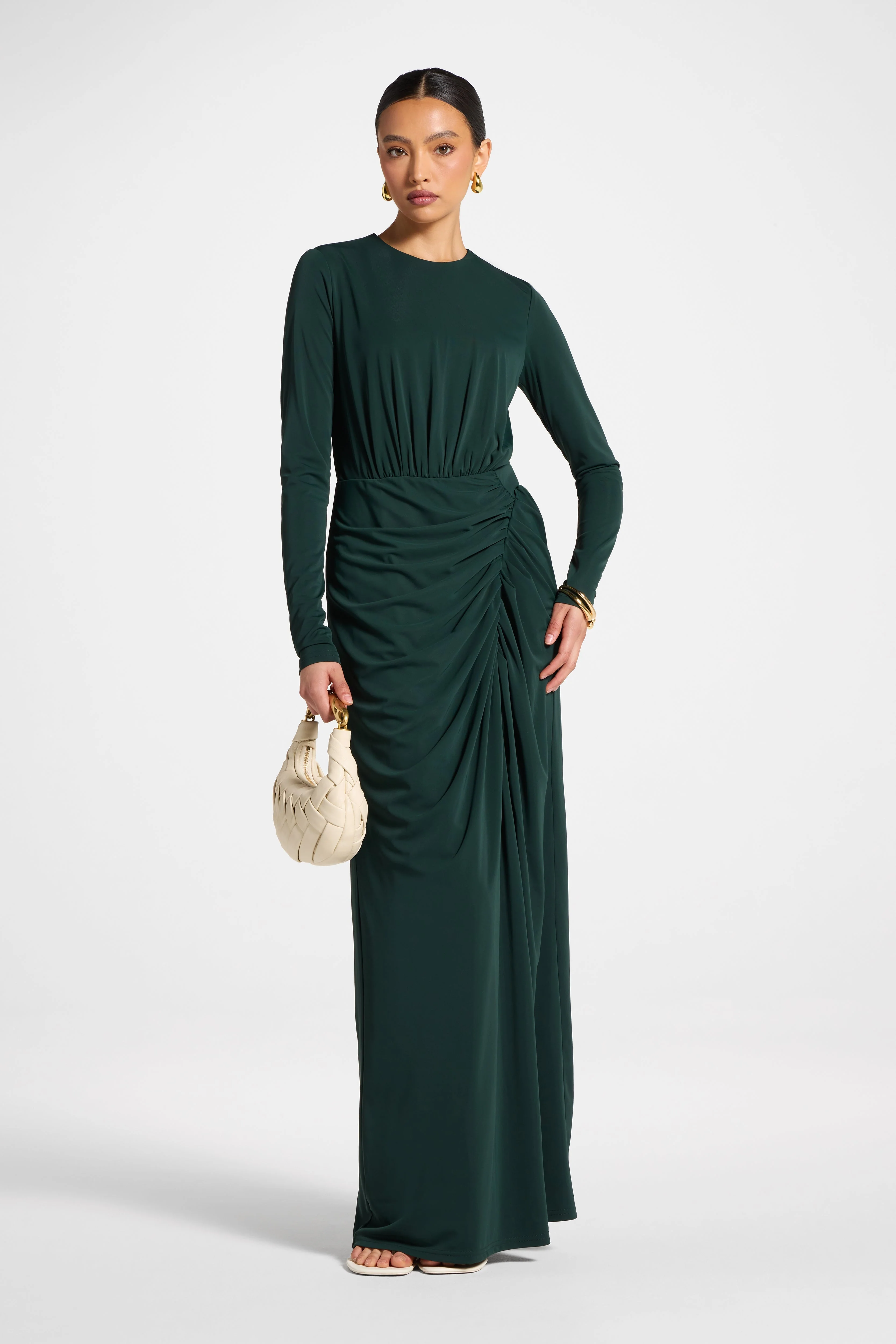 Rouched Wrap Maxi Dress - Scarab - Image 2