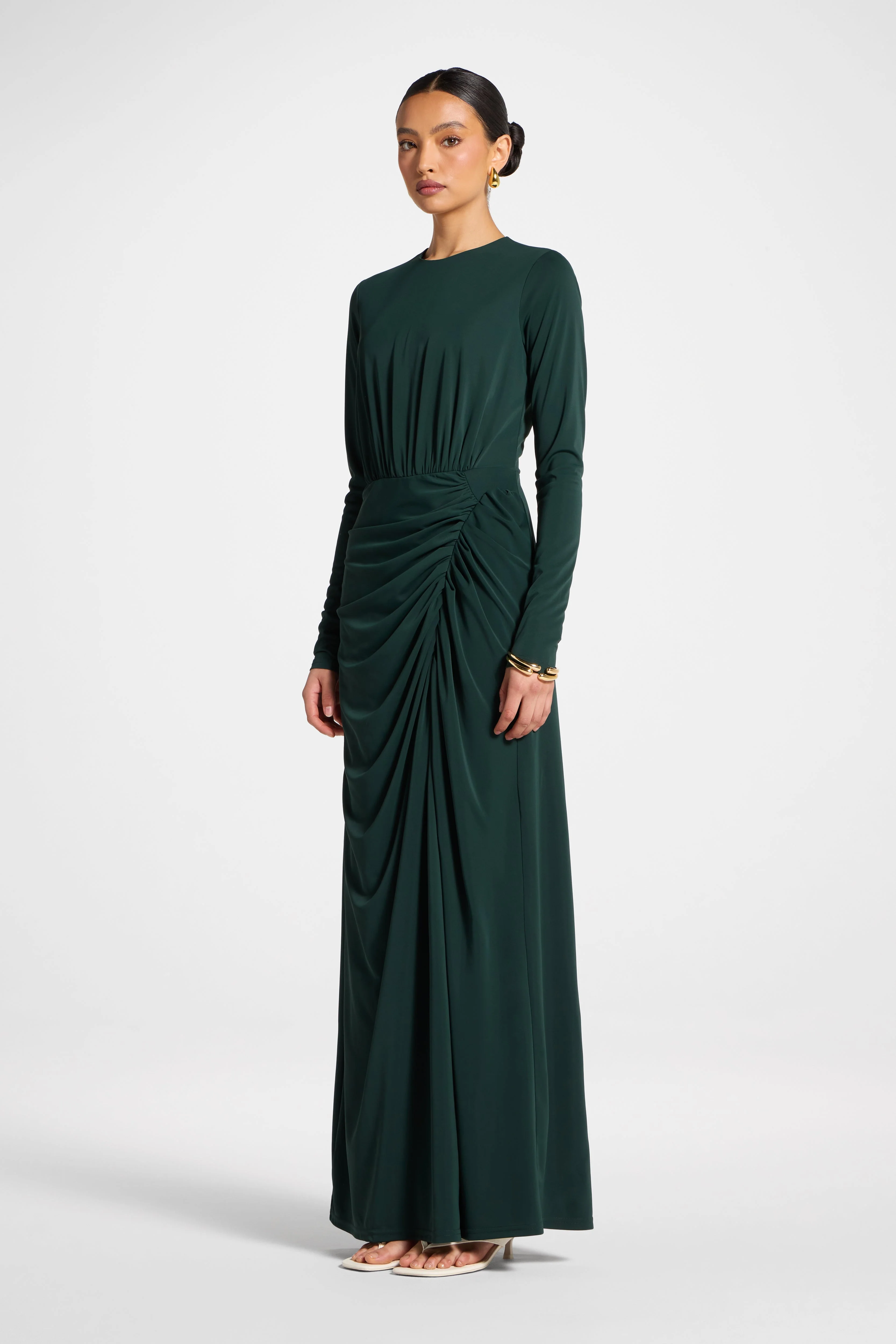 Rouched Wrap Maxi Dress - Scarab - Image 3