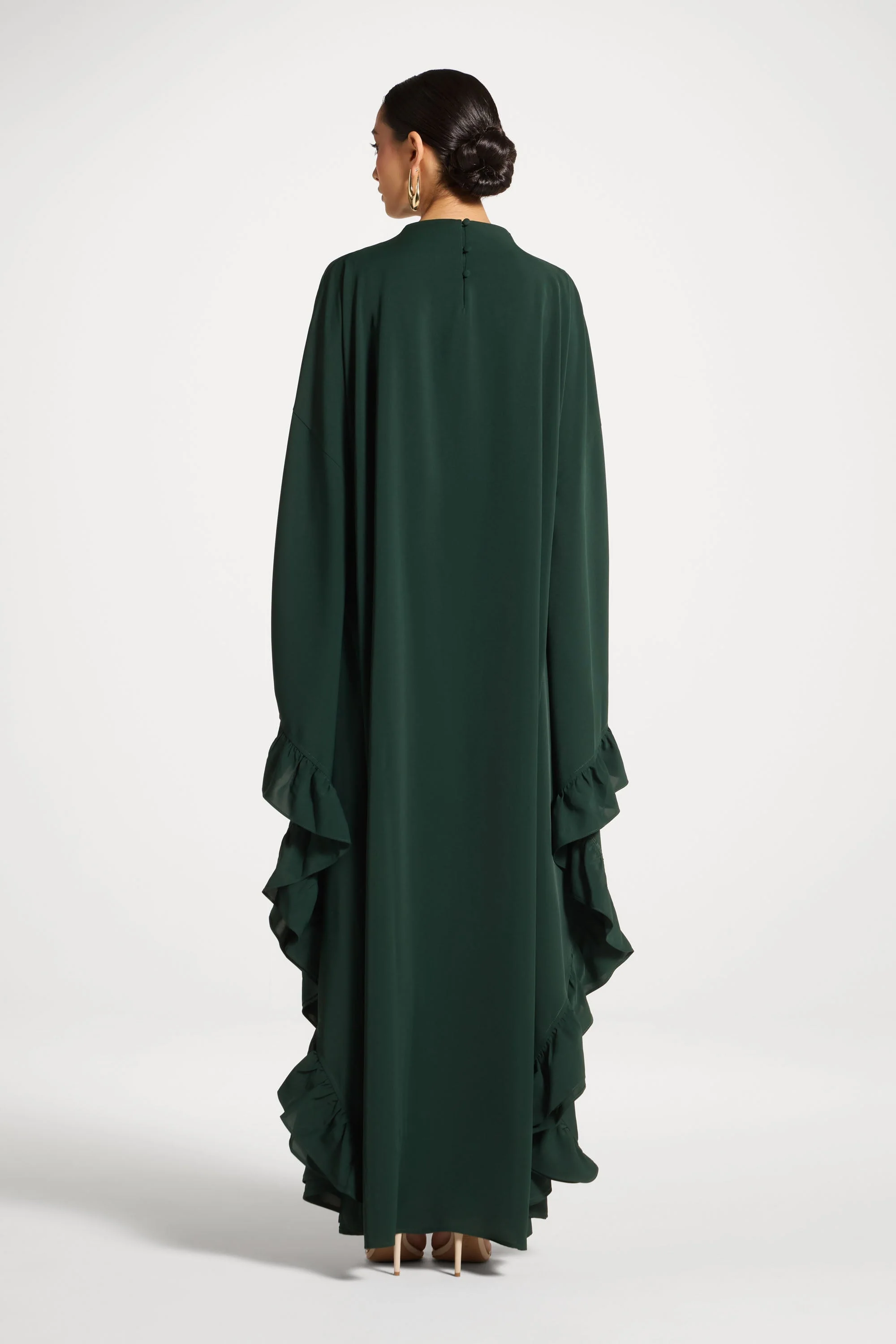 Ruffle Butterfly Abaya Dress - Emerald - Image 5