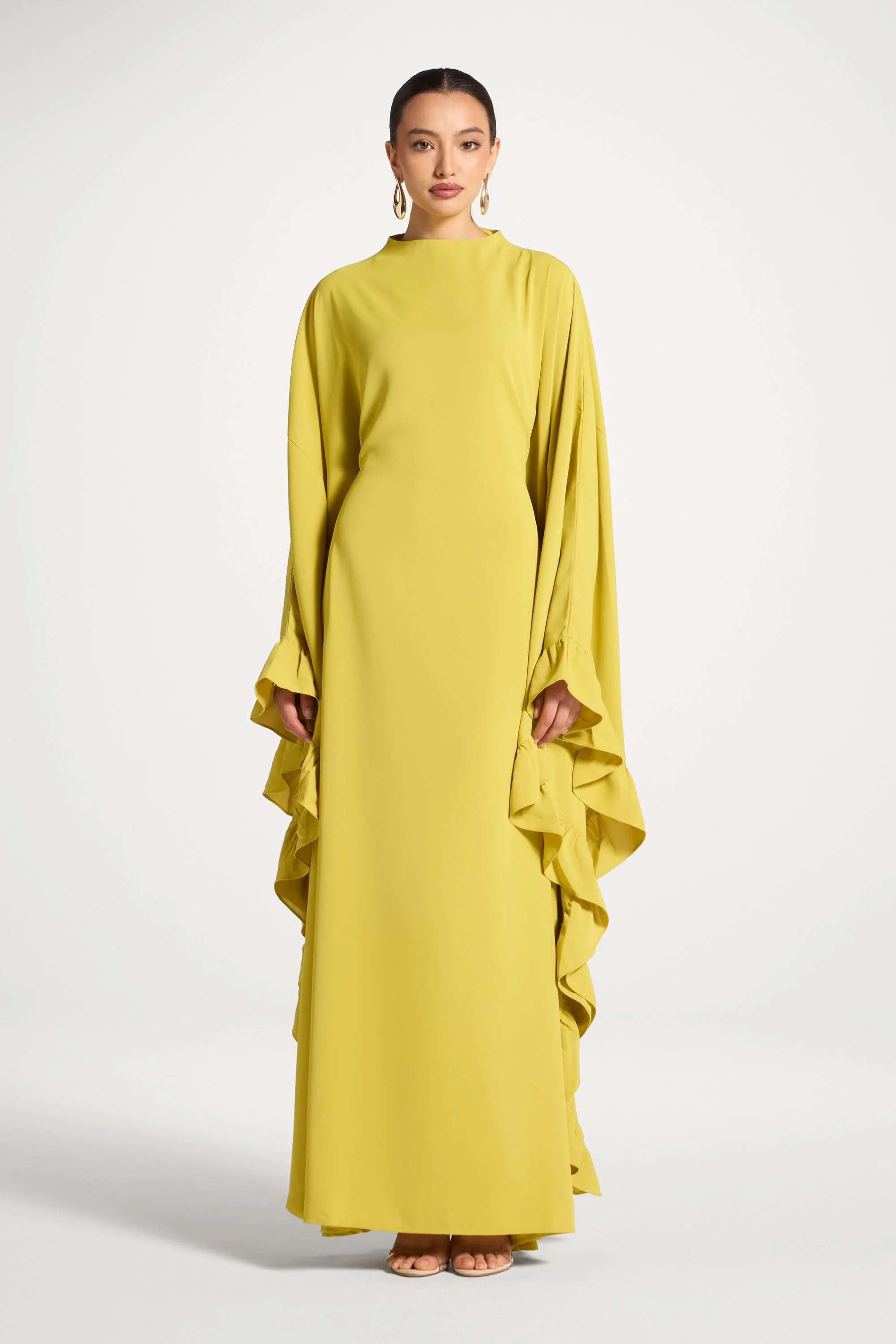 Ruffle Butterfly Abaya Dress - Mango Mint
