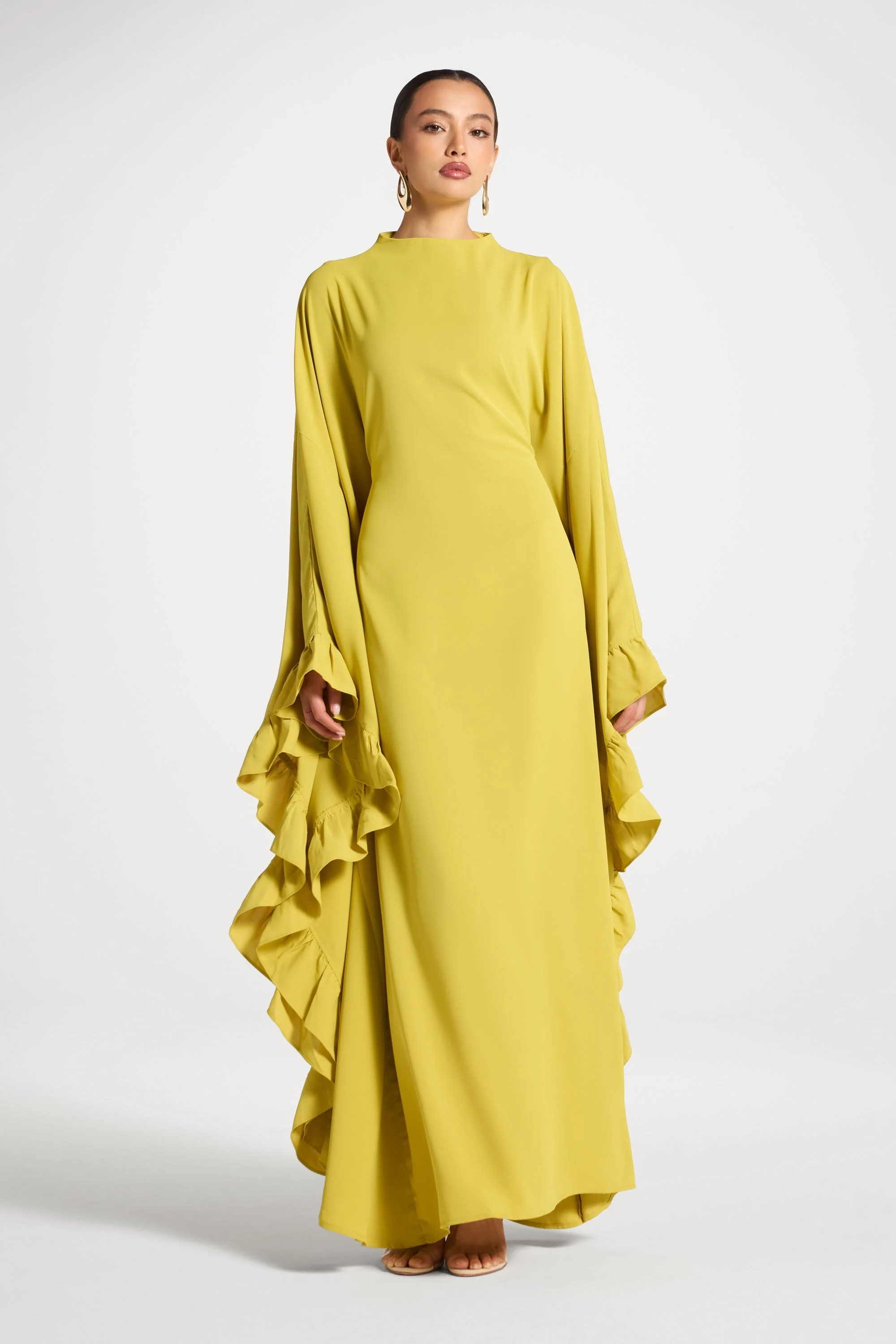 Ruffle Butterfly Abaya Dress - Mango Mint - Image 3