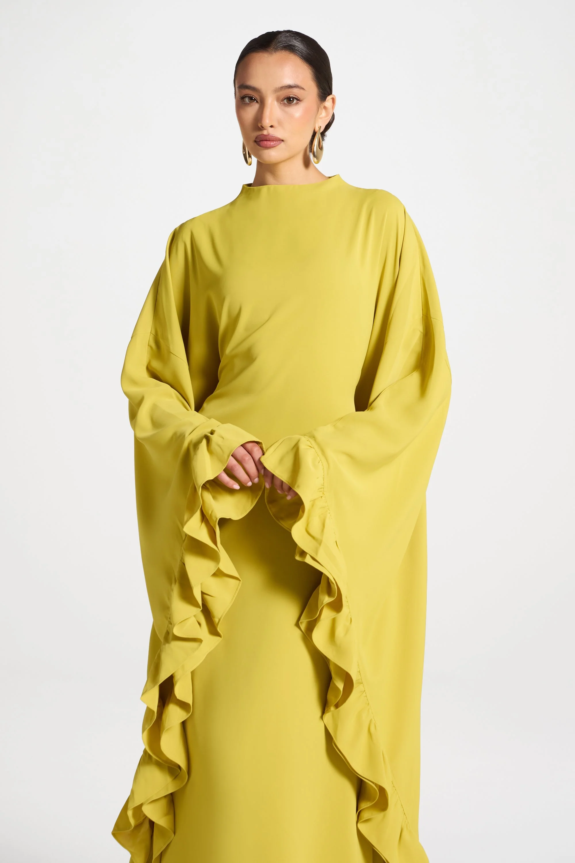 Ruffle Butterfly Abaya Dress - Mango Mint - Image 6