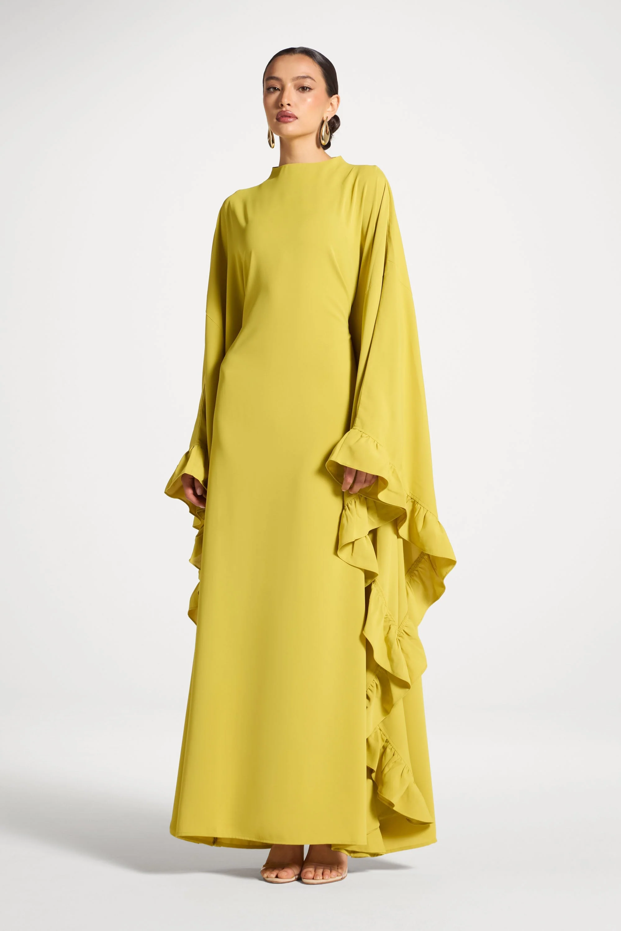 Ruffle Butterfly Abaya Dress - Mango Mint - Image 8