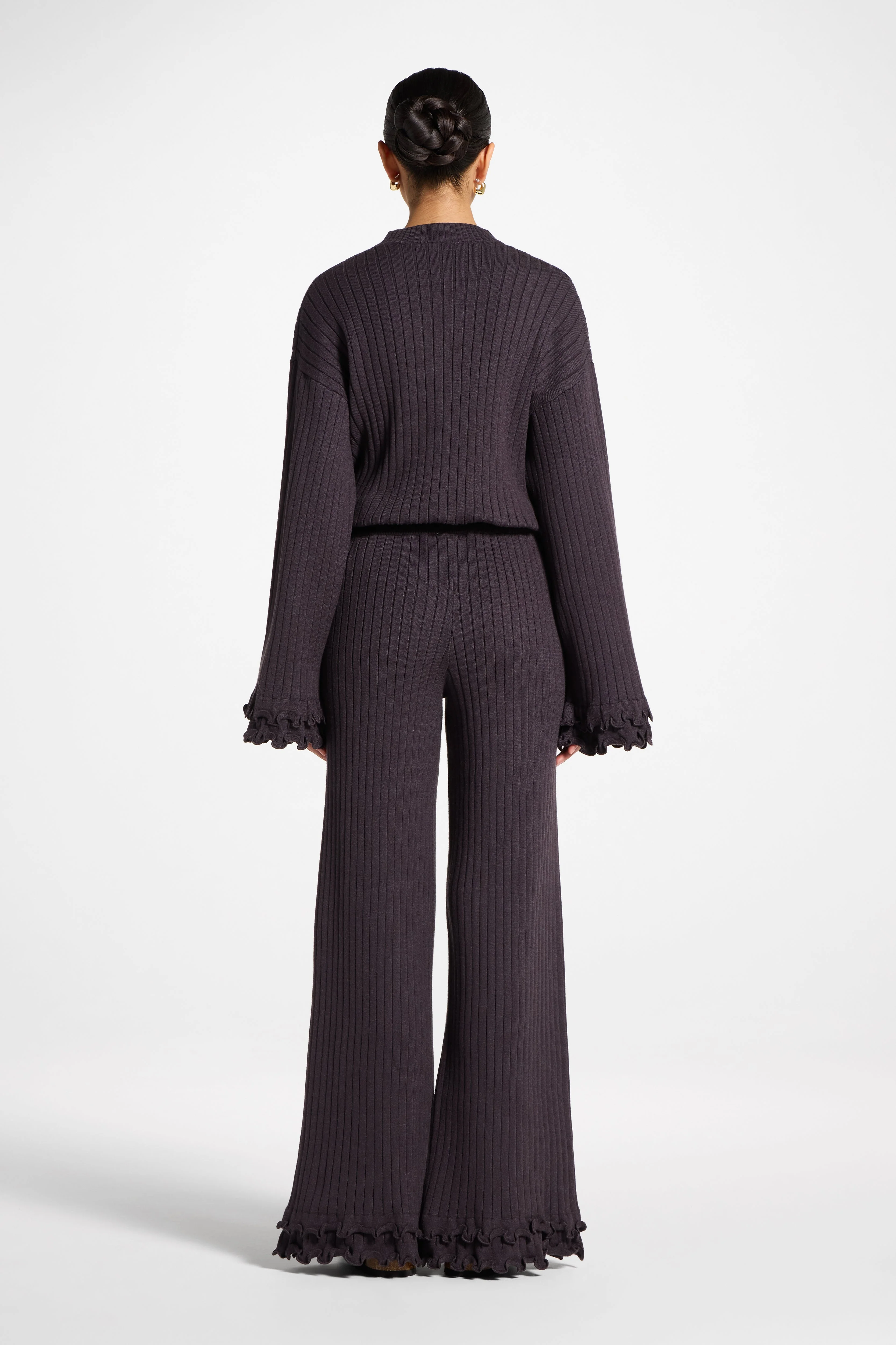 Ruffle Hem Knit Pants - Peppercorn - Image 9