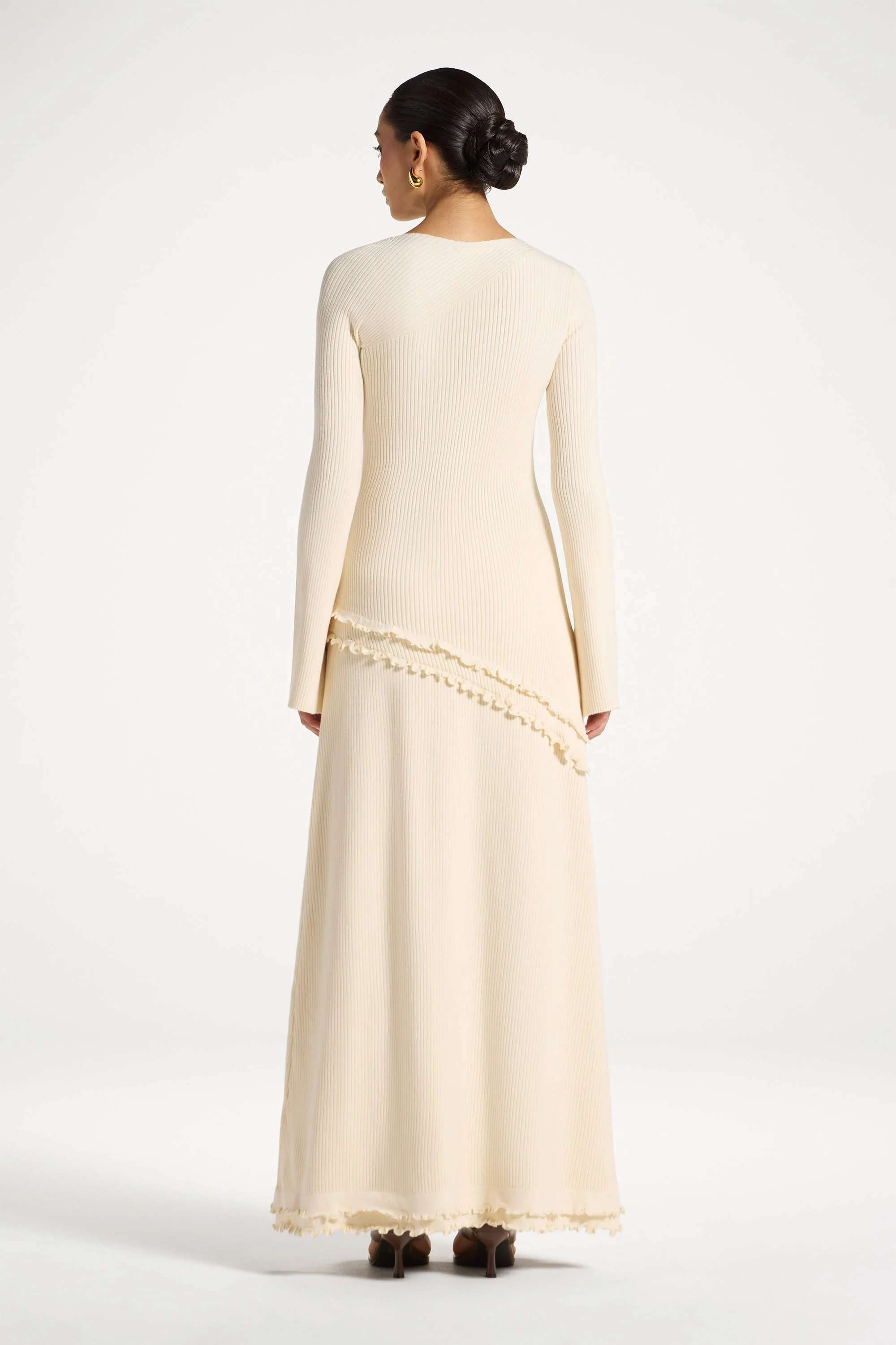 Ruffle Hem Knit Skirt - Ivory - Image 6