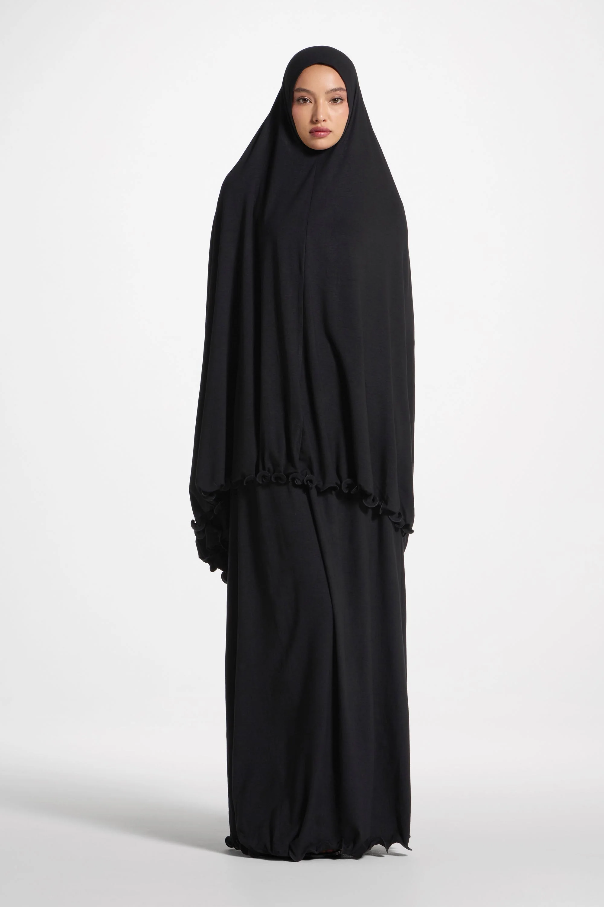 Ruffle Jersey Prayer Set - Black - Image 3