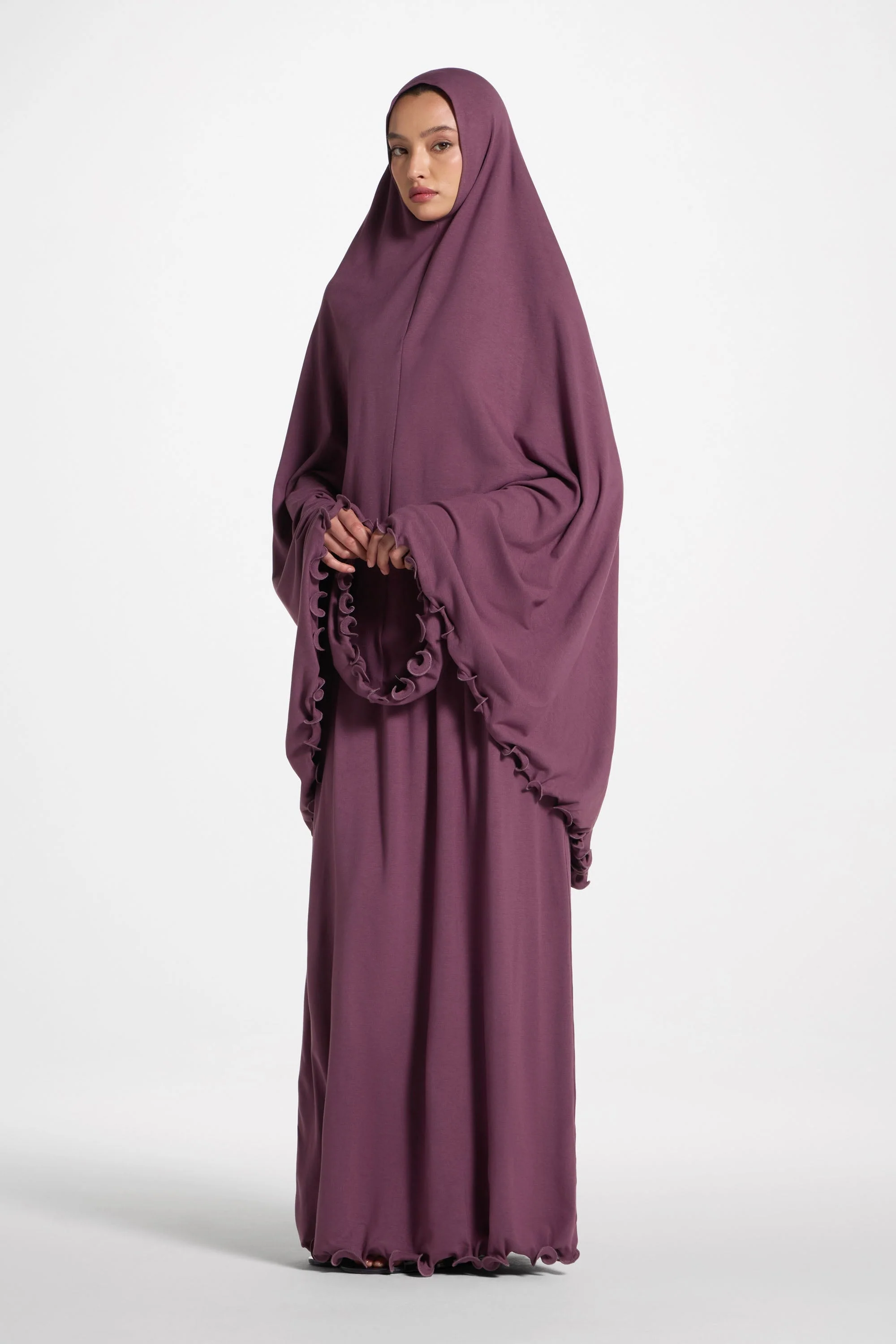 Ruffle Jersey Prayer Set - Black Plum - Image 2