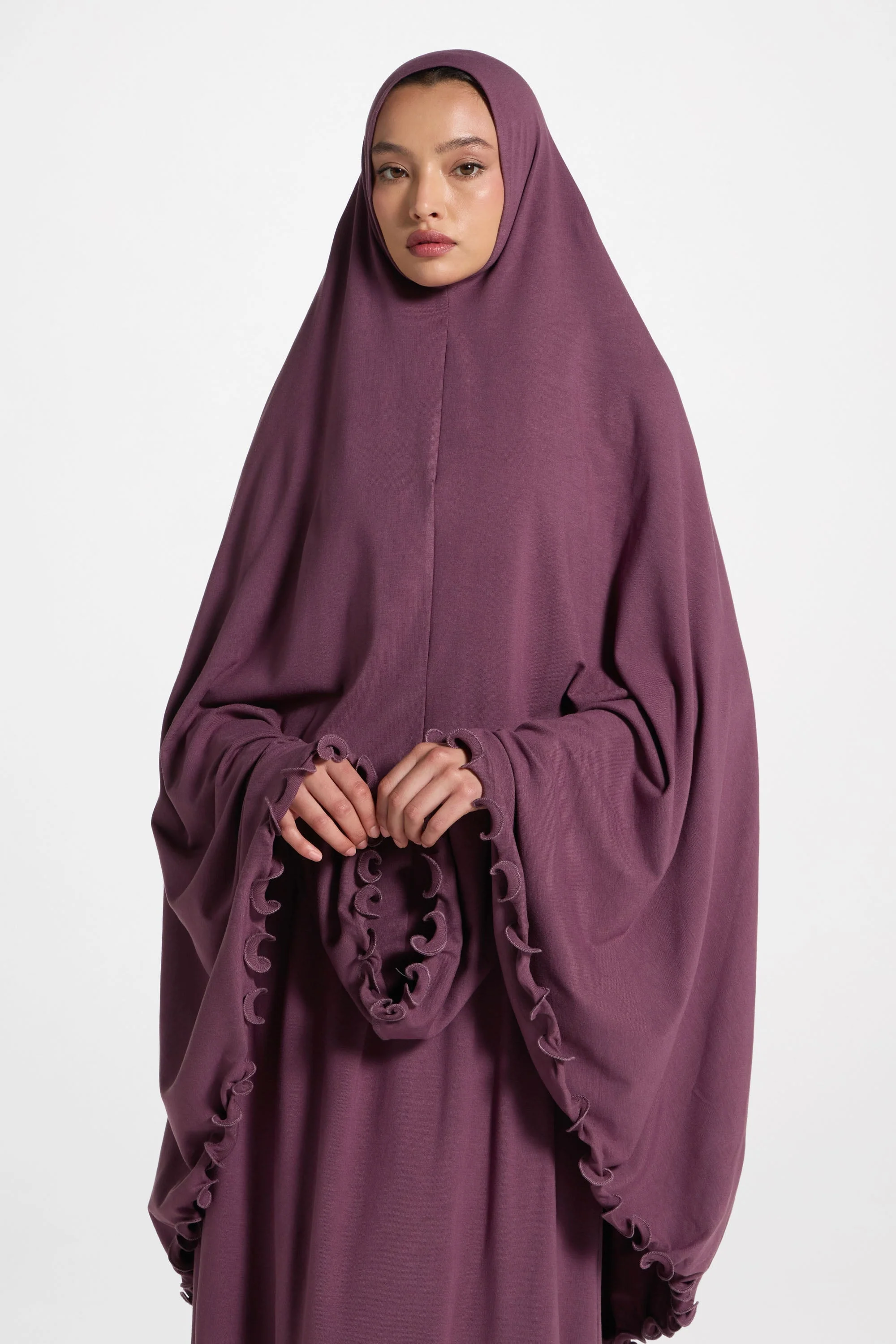 Ruffle Jersey Prayer Set - Black Plum - Image 3
