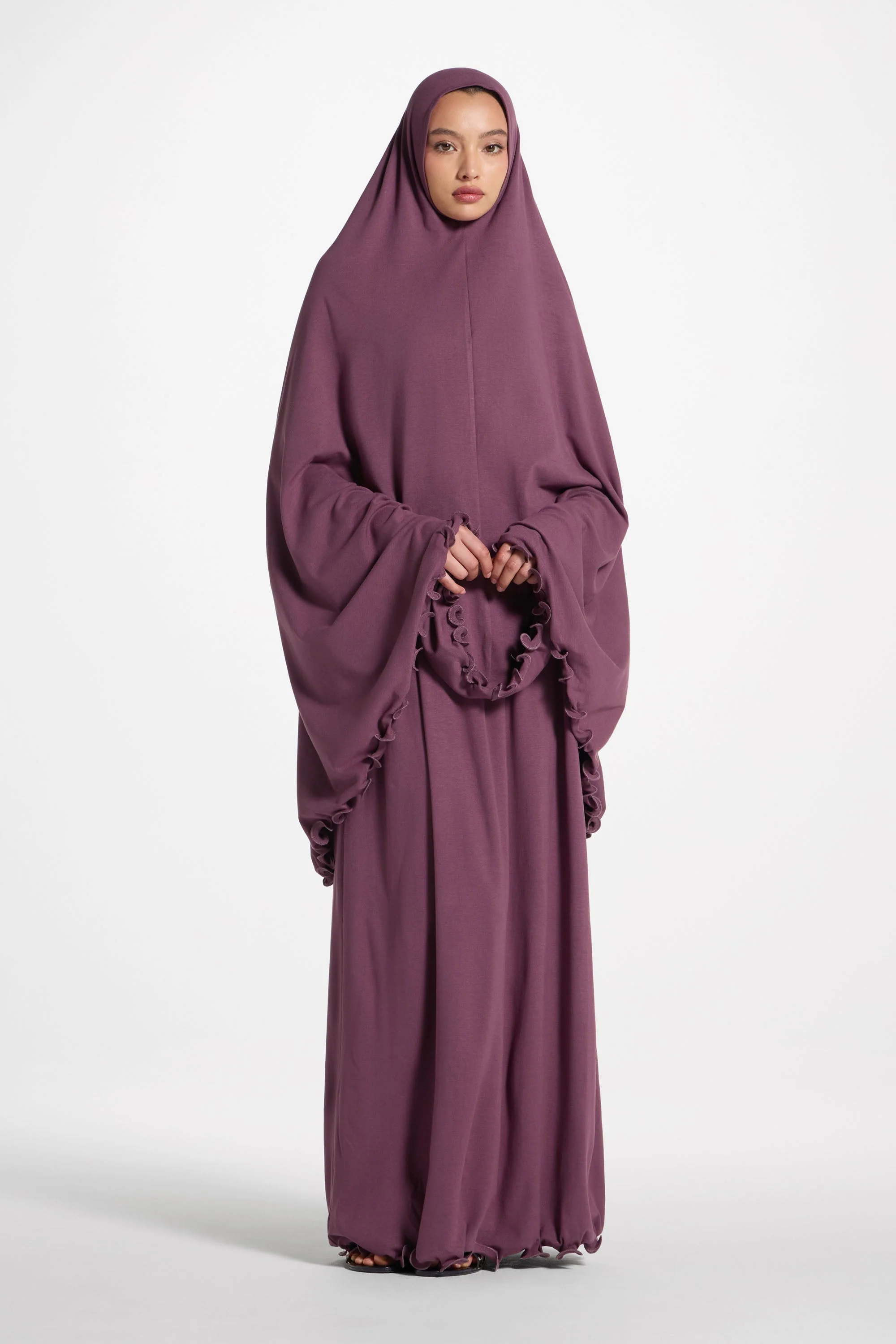Ruffle Jersey Prayer Set - Black Plum - Image 4