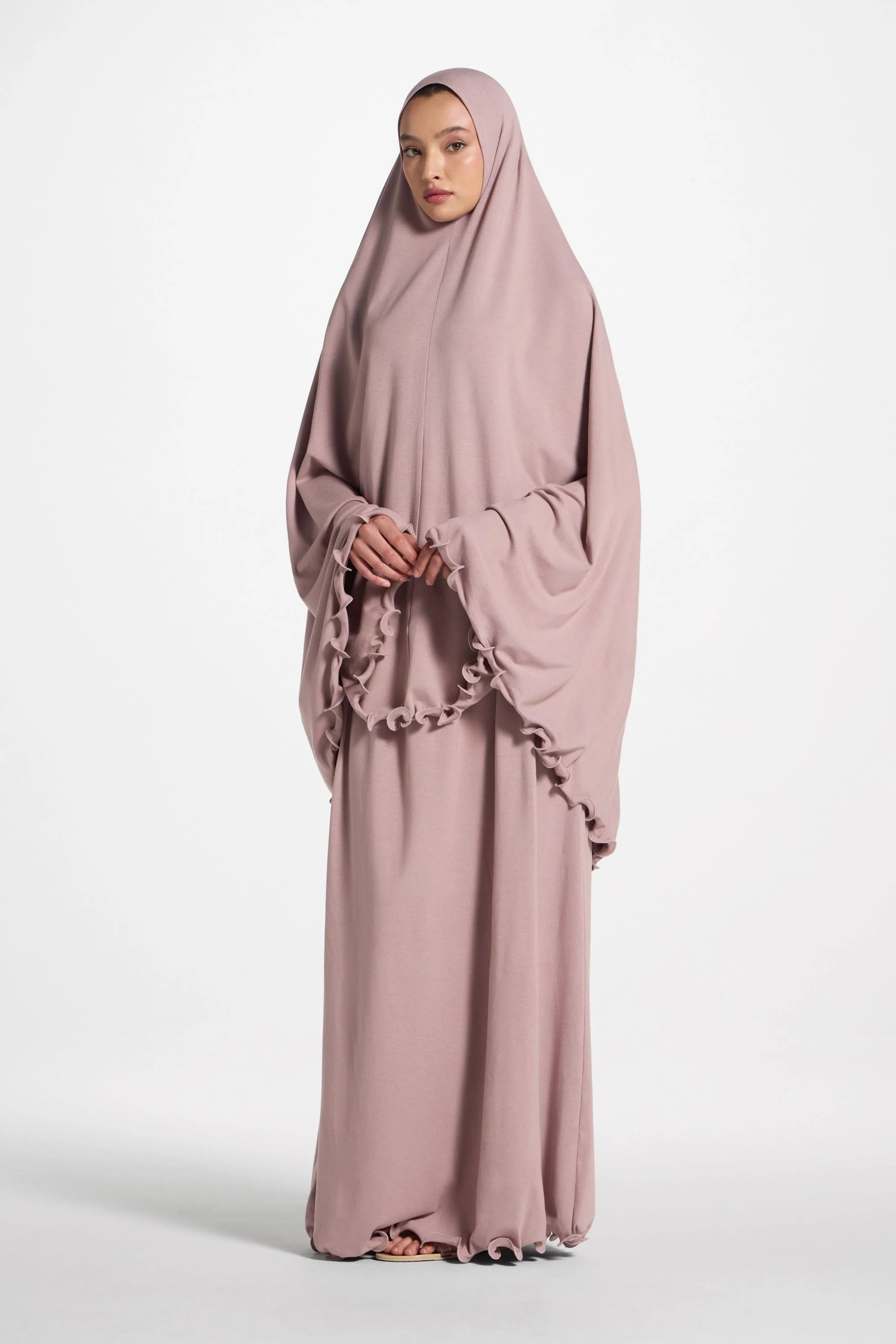 Ruffle Jersey Prayer Set - Desert Mauve