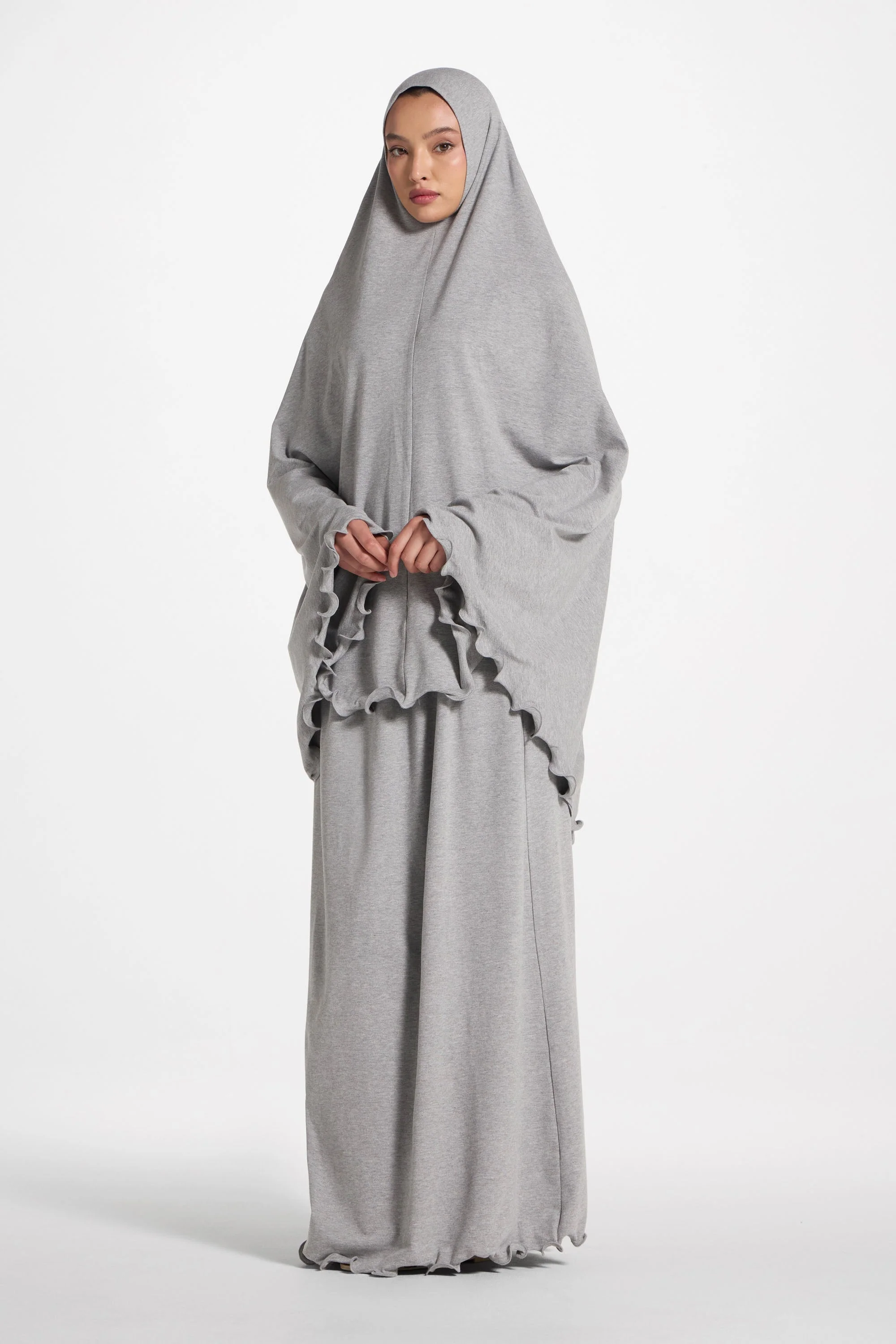 Ruffle Jersey Prayer Set - Heather Grey - Image 5