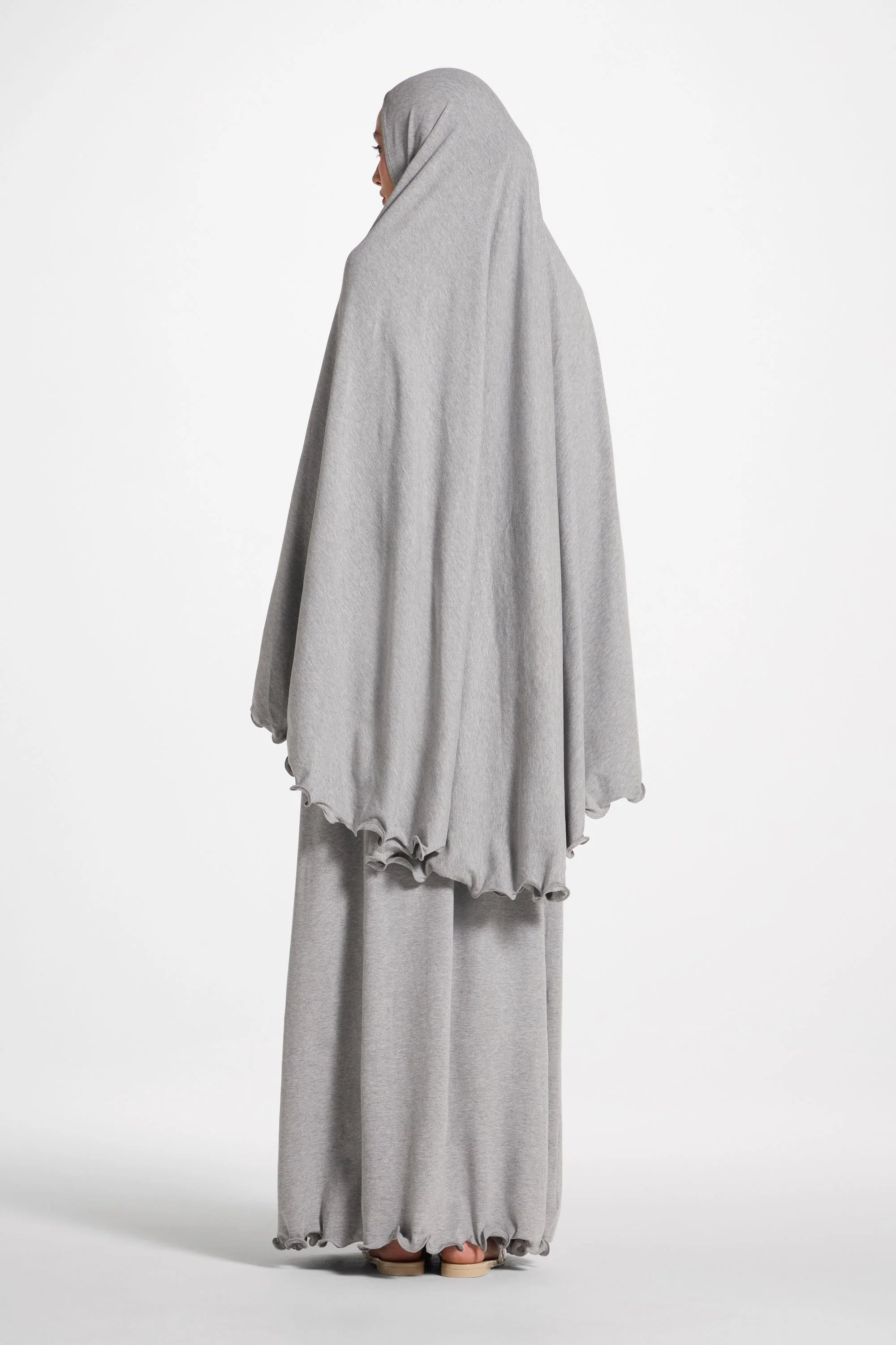 Ruffle Jersey Prayer Set - Heather Grey - Image 6