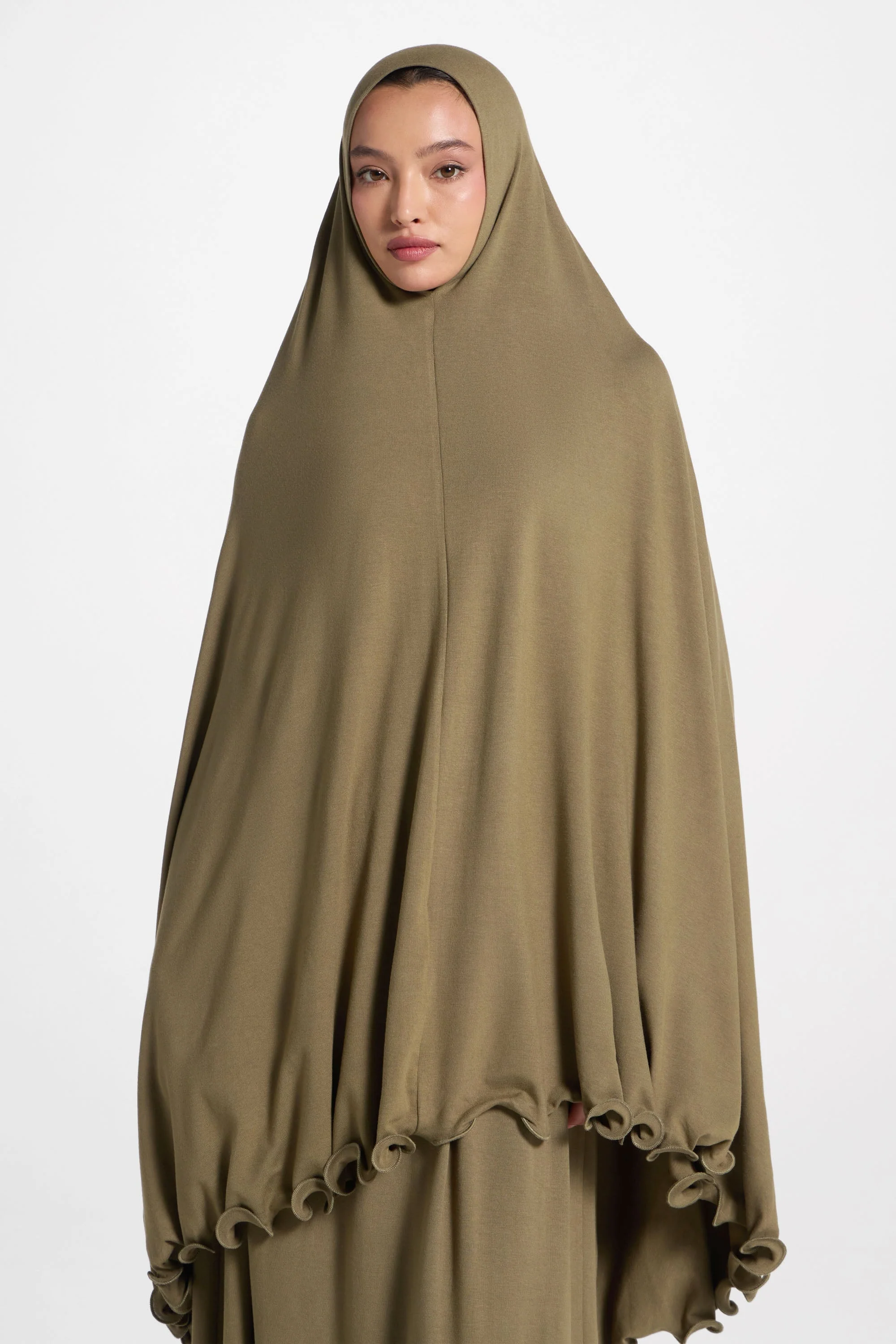 Ruffle Jersey Prayer Set - Olive - Image 2