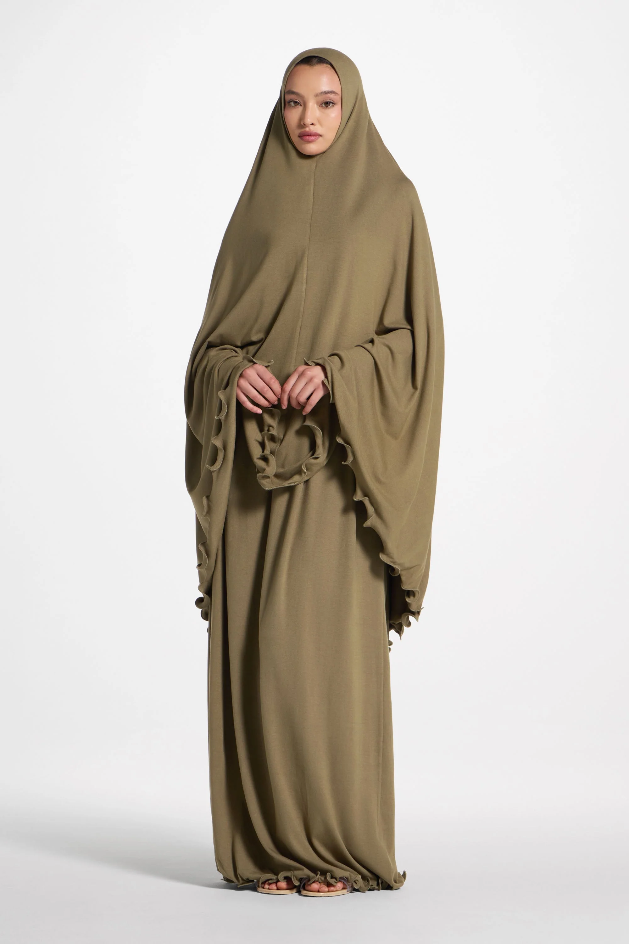 Ruffle Jersey Prayer Set - Olive - Image 3