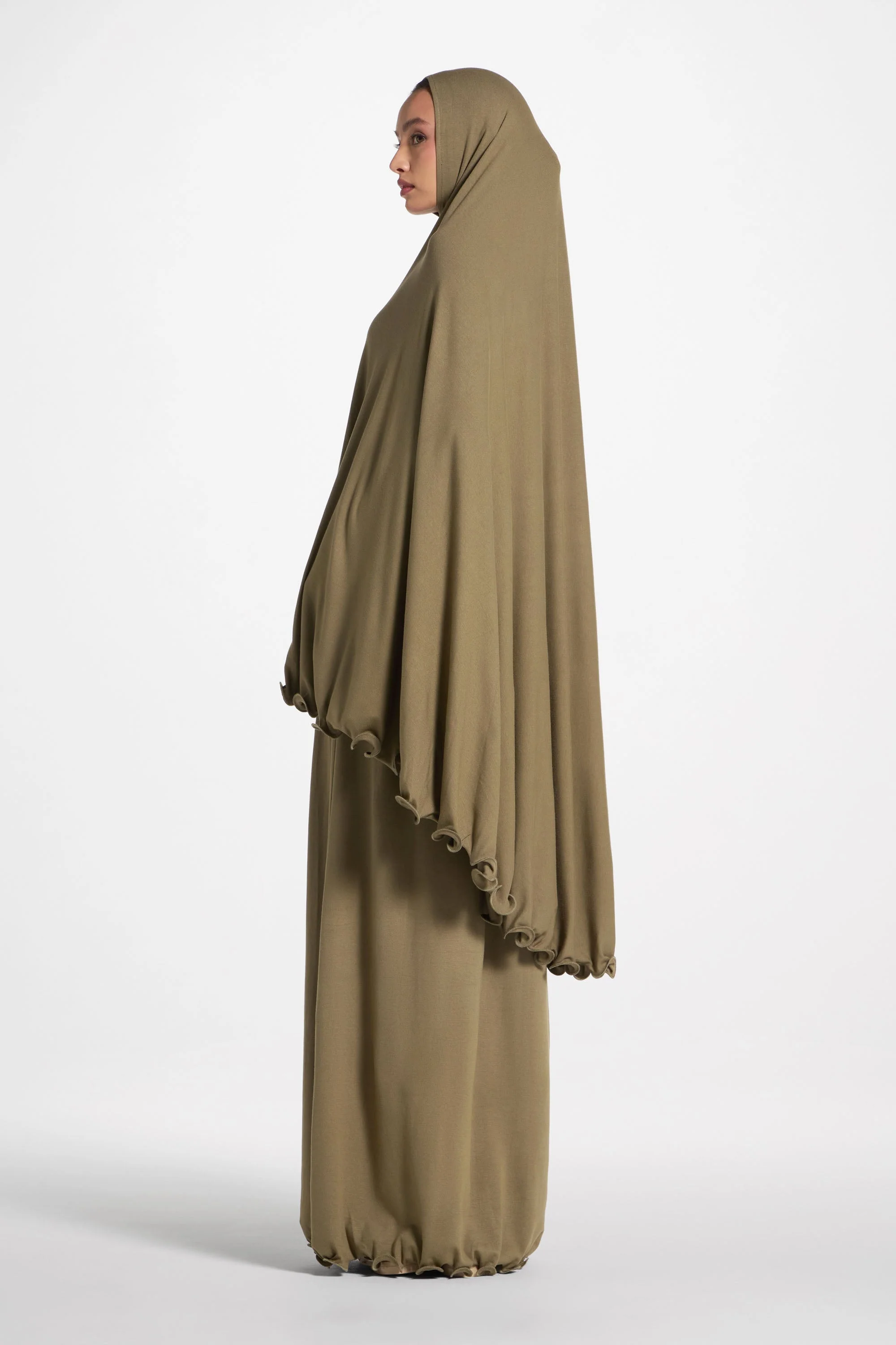 Ruffle Jersey Prayer Set - Olive - Image 6