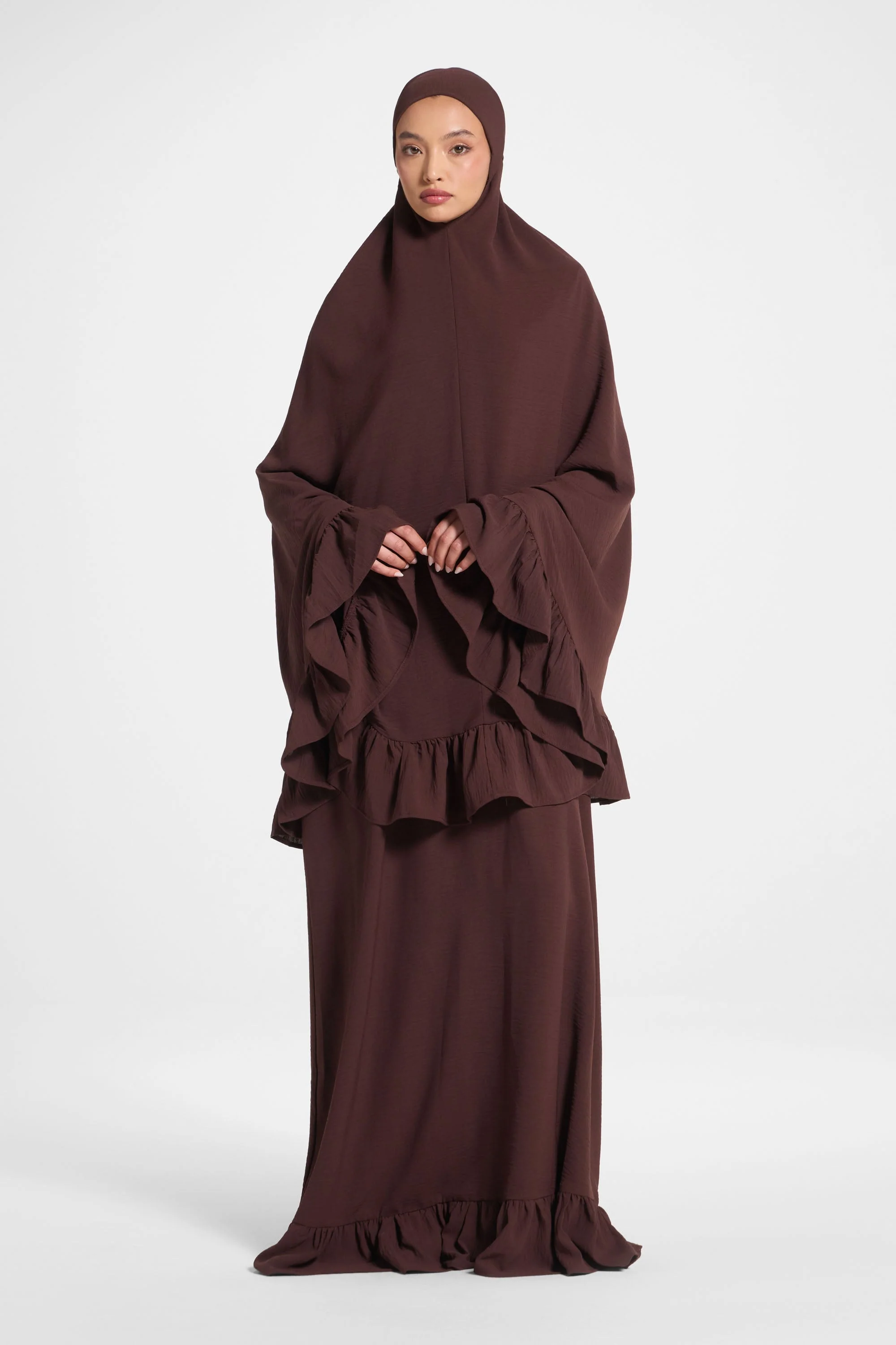 Ruffle Prayer Set - Chocolate