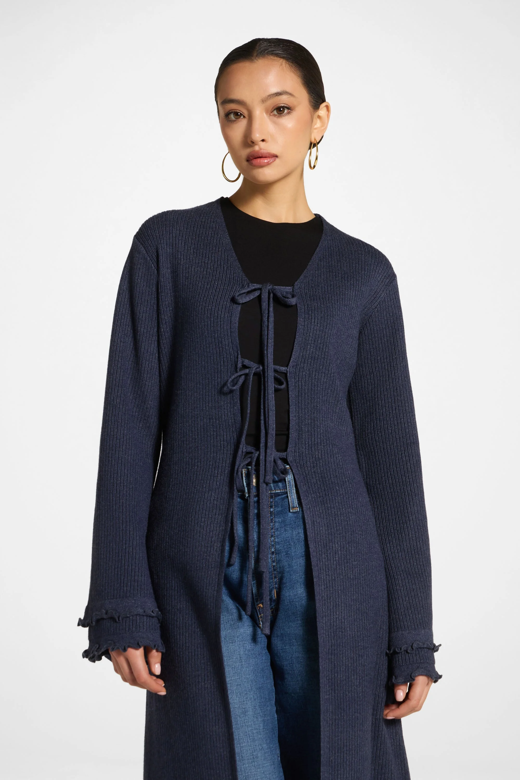 Ruffle Sleeve Knit Cardigan - Image 2