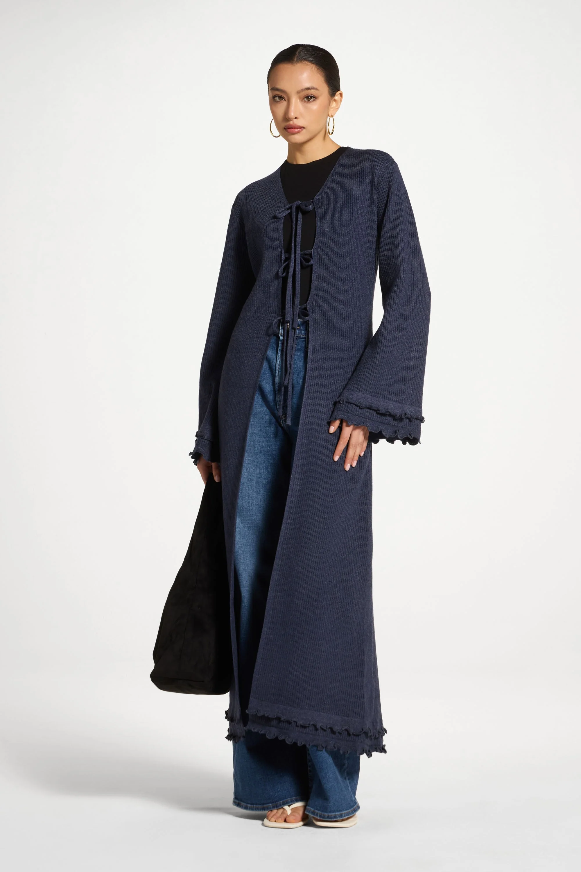 Ruffle Sleeve Knit Cardigan - Image 3