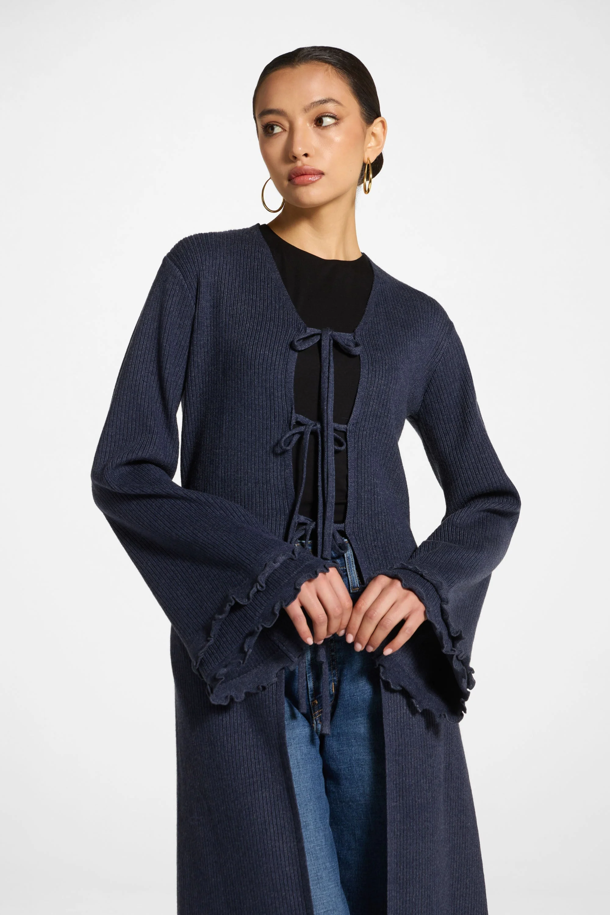 Ruffle Sleeve Knit Cardigan - Image 7