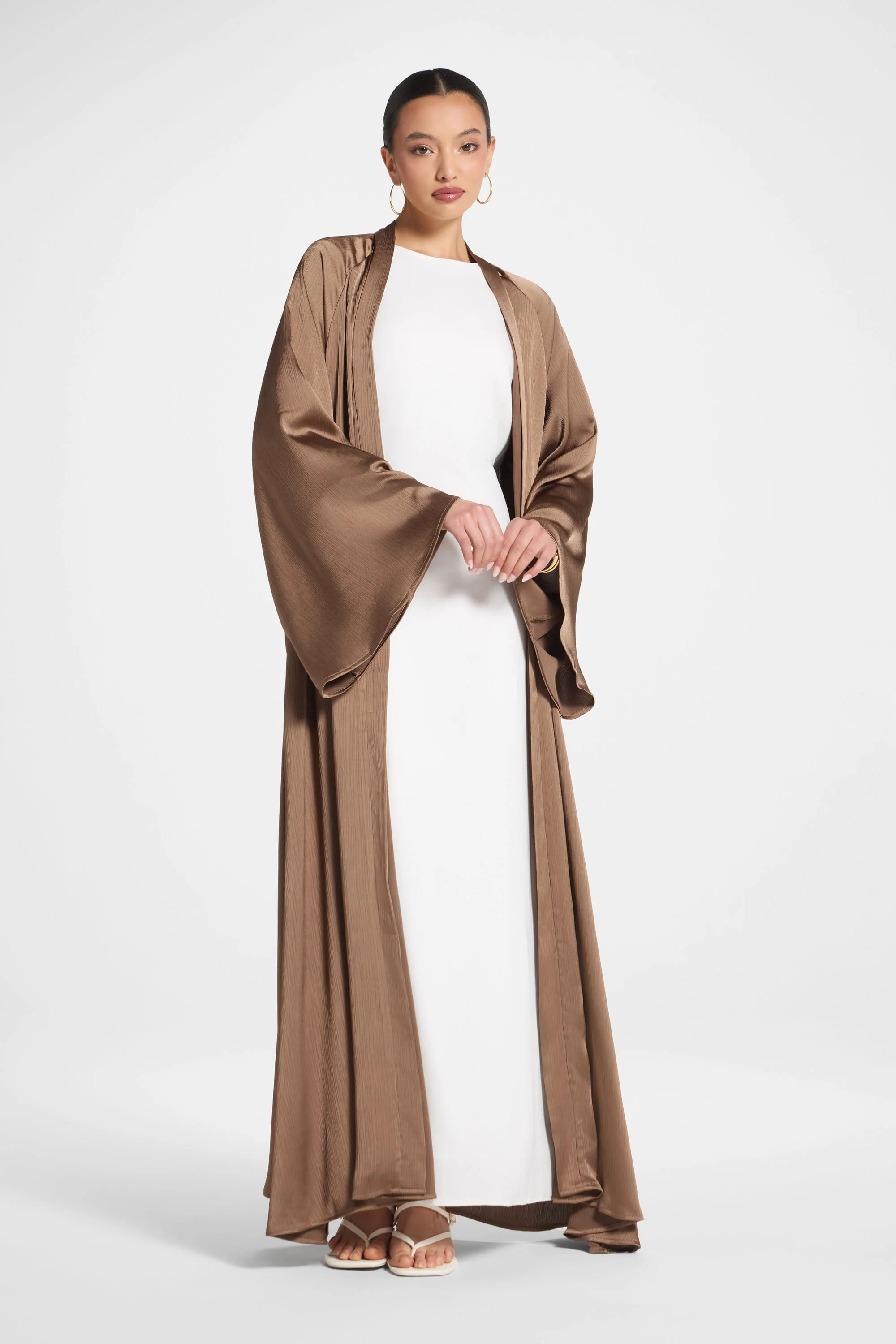 Sabeen Open Abaya - Mushroom - Image 3