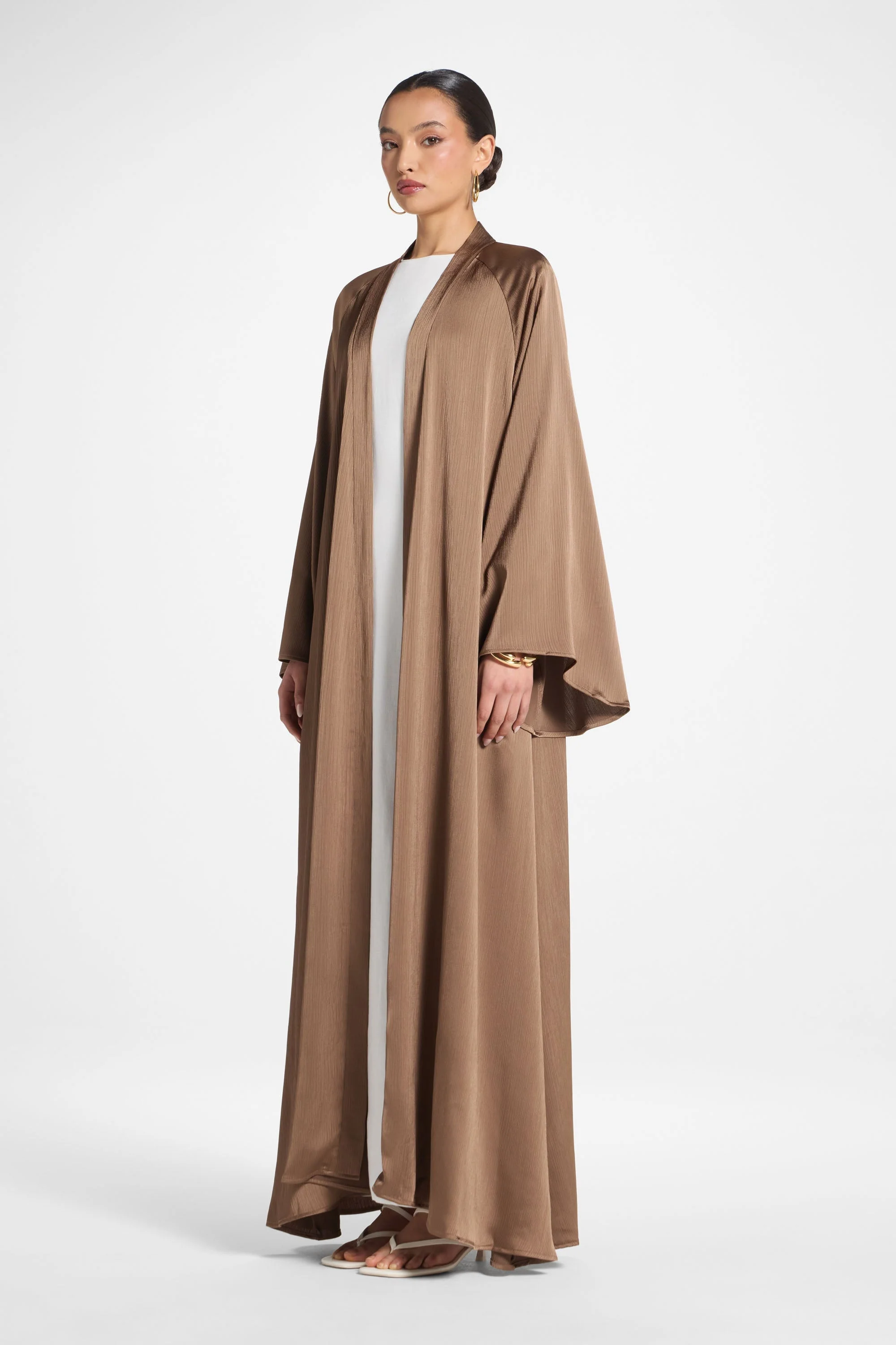 Sabeen Open Abaya - Mushroom - Image 4