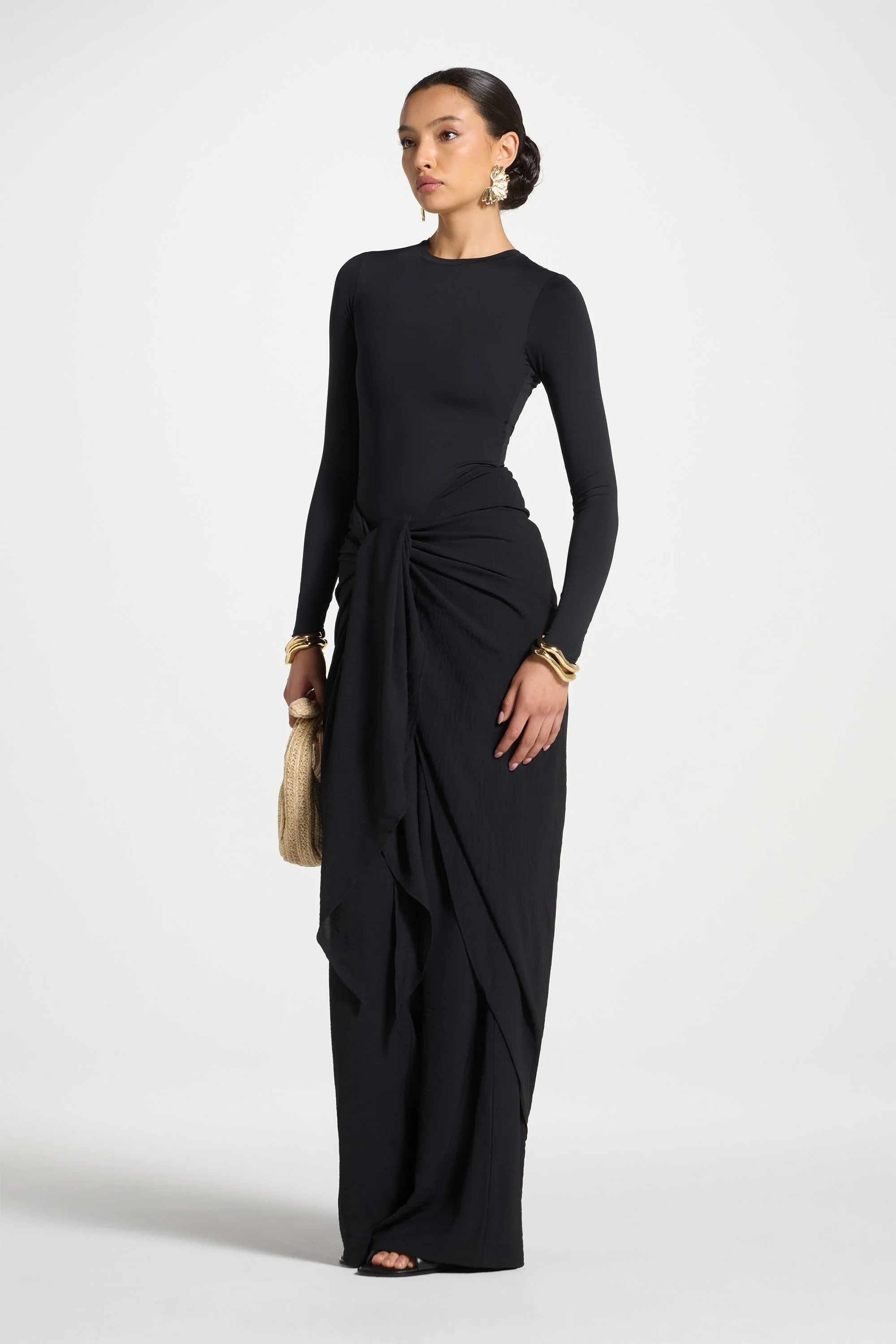 Safina Wrap Sarong & Pants Set - Black - Image 4