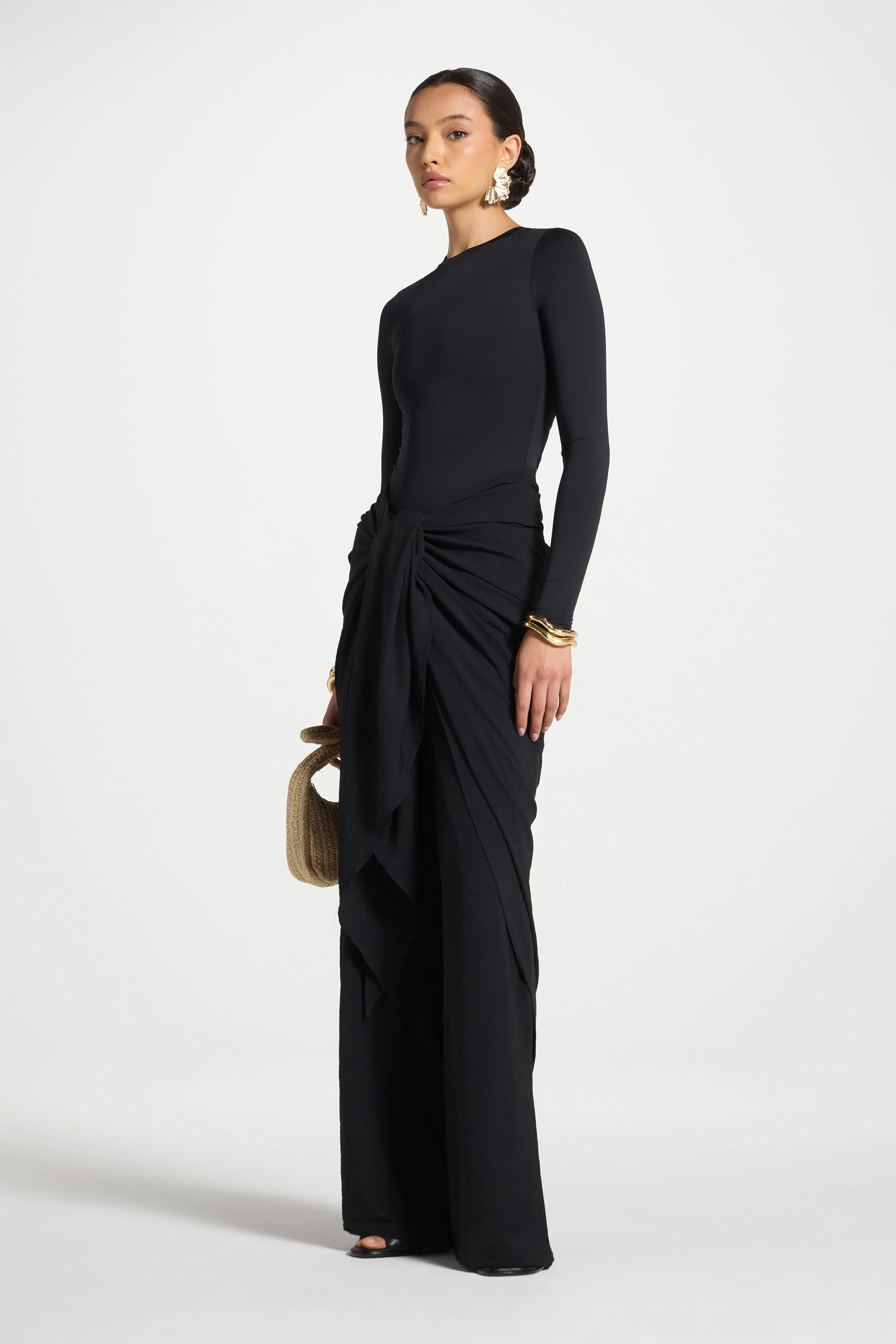 Safina Wrap Sarong & Pants Set - Black - Image 5