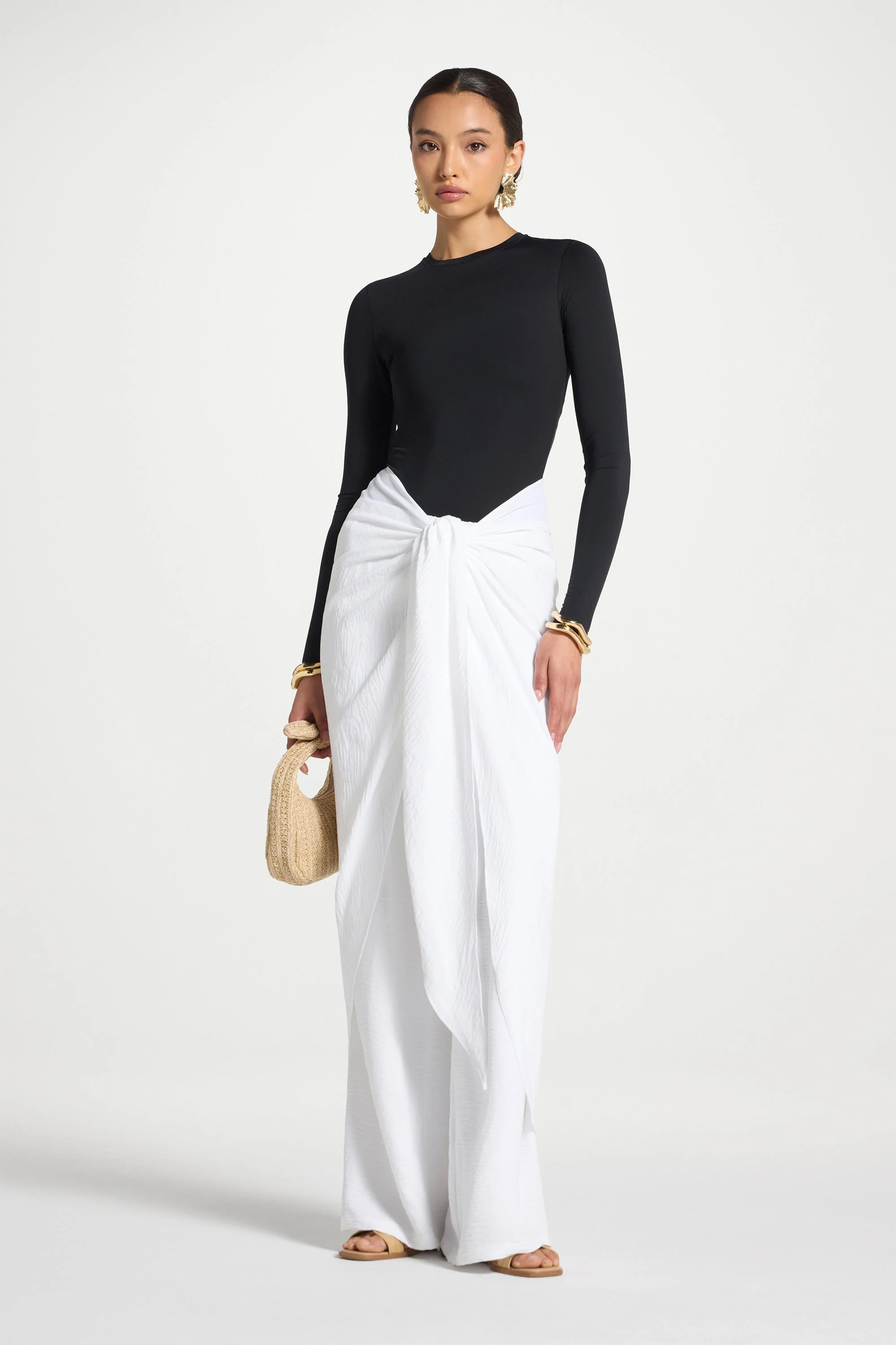 Safina Wrap Sarong & Pants Set - White - Image 3