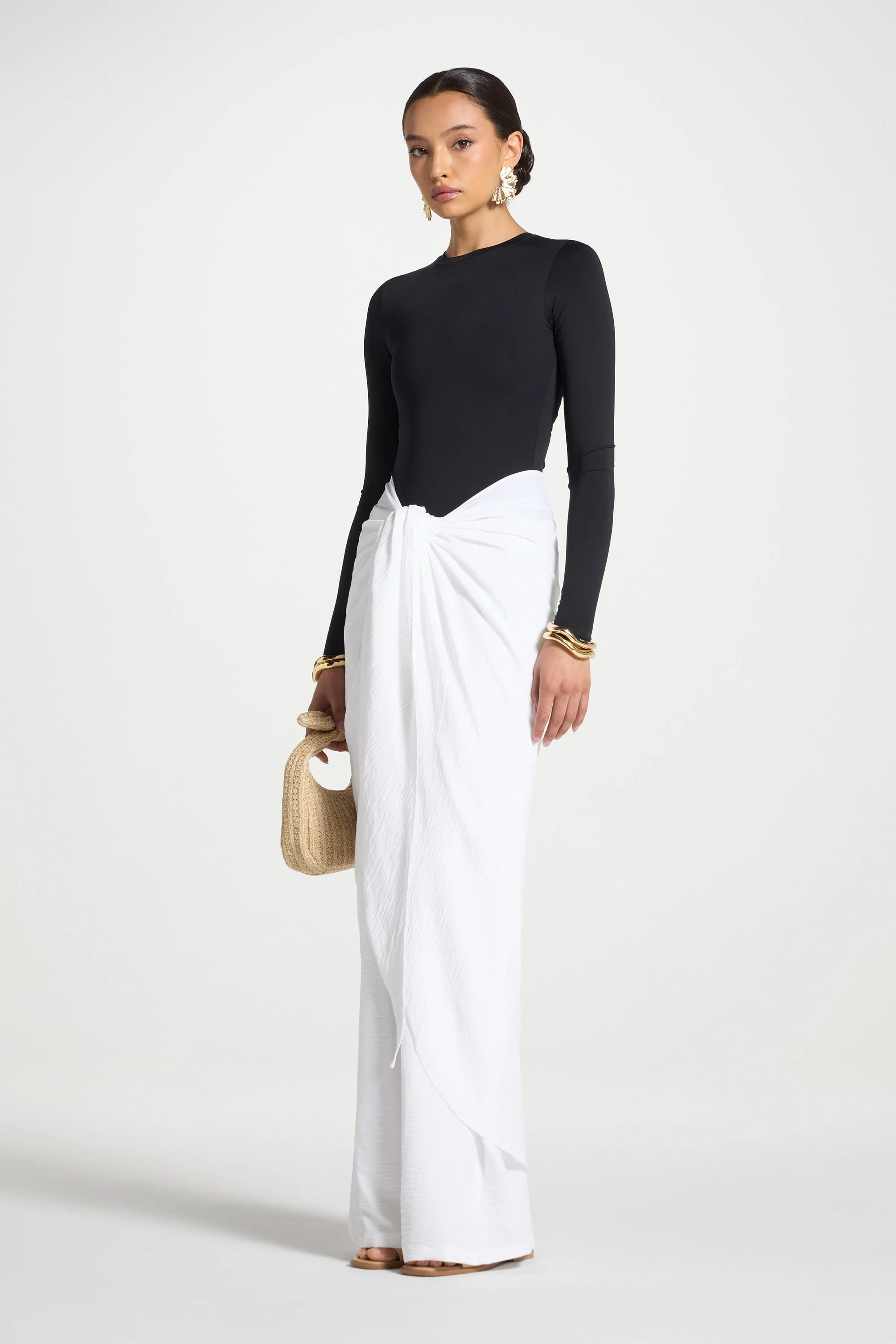 Safina Wrap Sarong & Pants Set - White - Image 4
