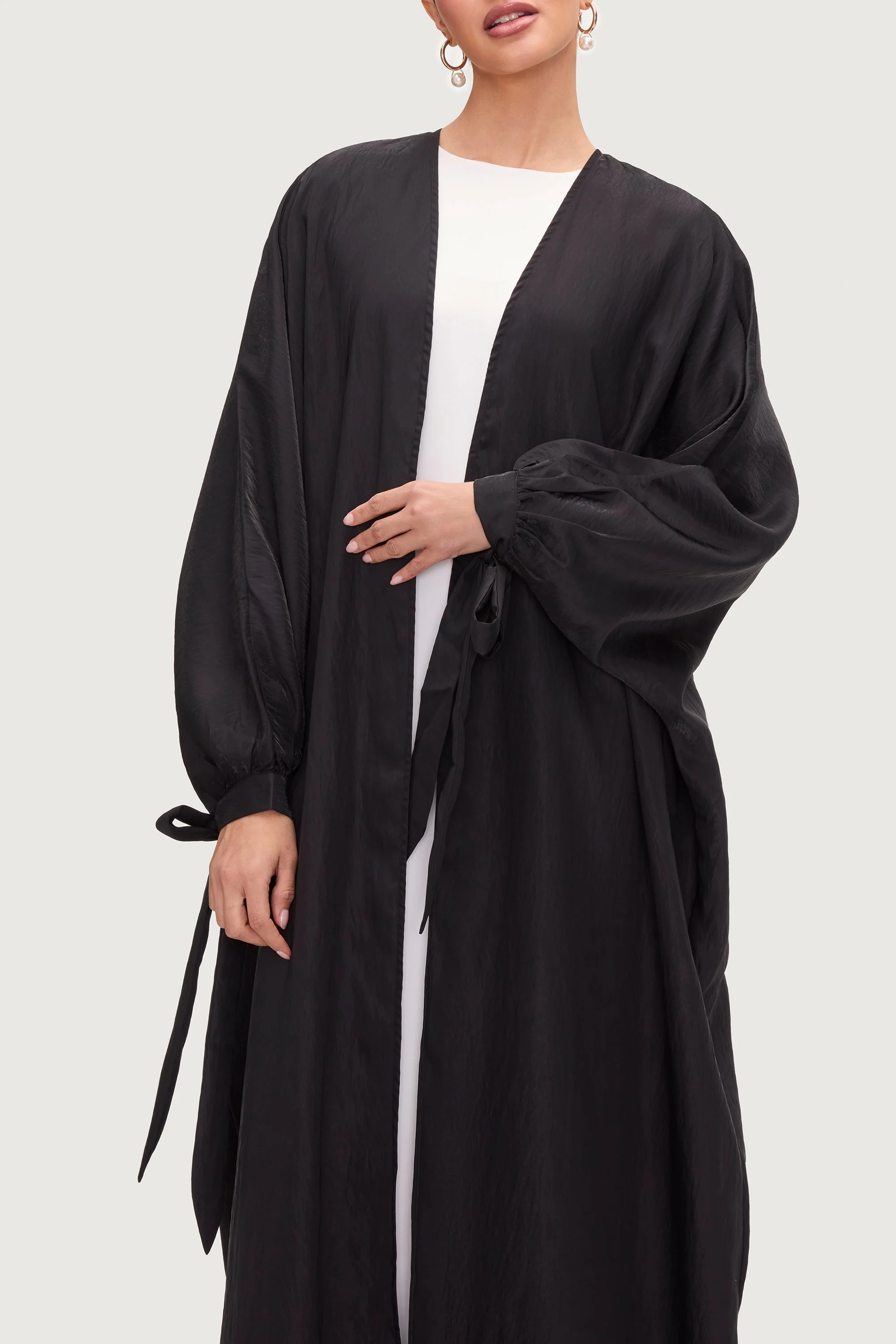 Safiyah Open Abaya - Black - Image 3