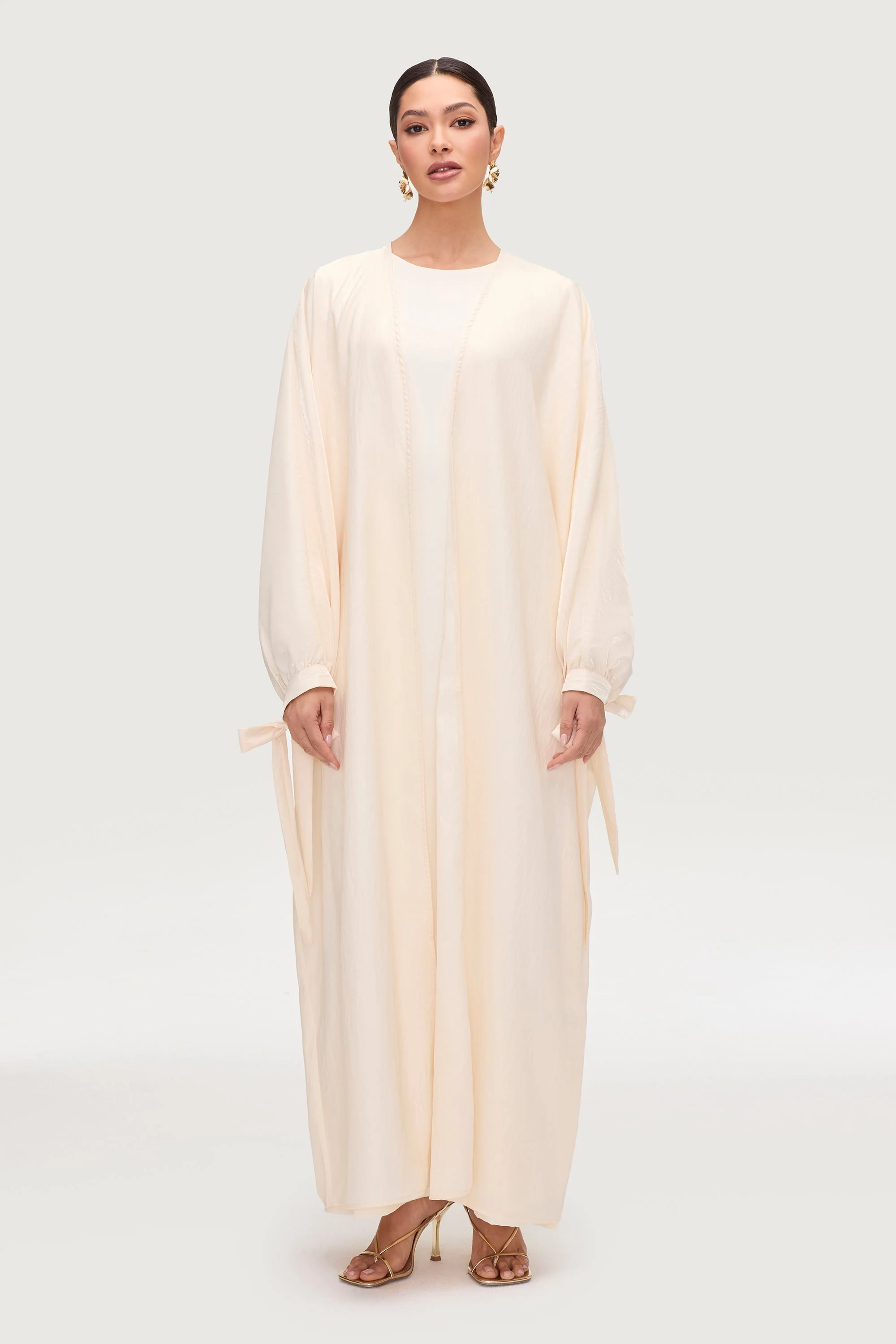 Safiyah Open Abaya - Panna Cotta - Image 5