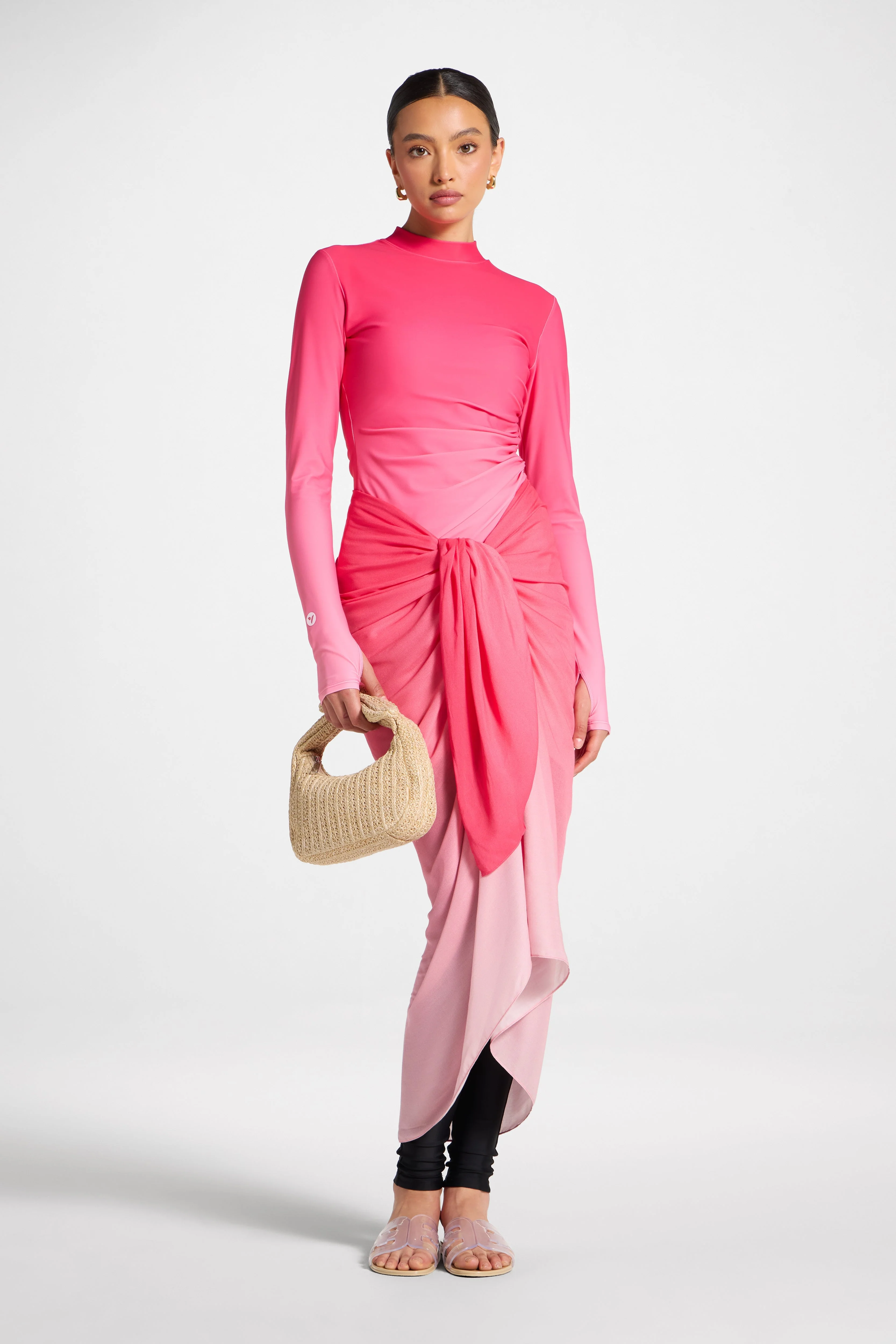 Sarong Scarf Cover Up - Coral Ombre - Image 3
