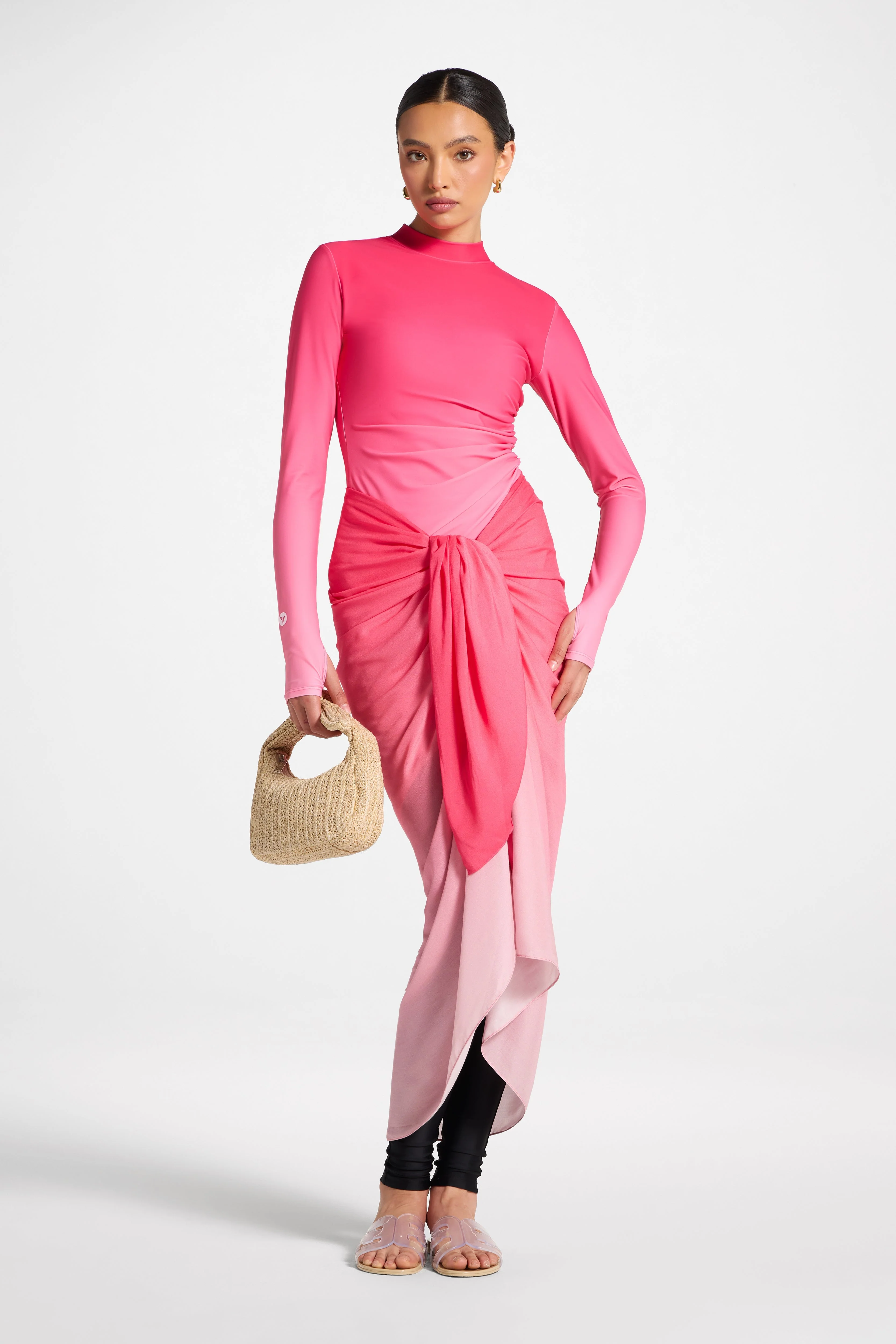 Sarong Scarf Cover Up - Coral Ombre - Image 4