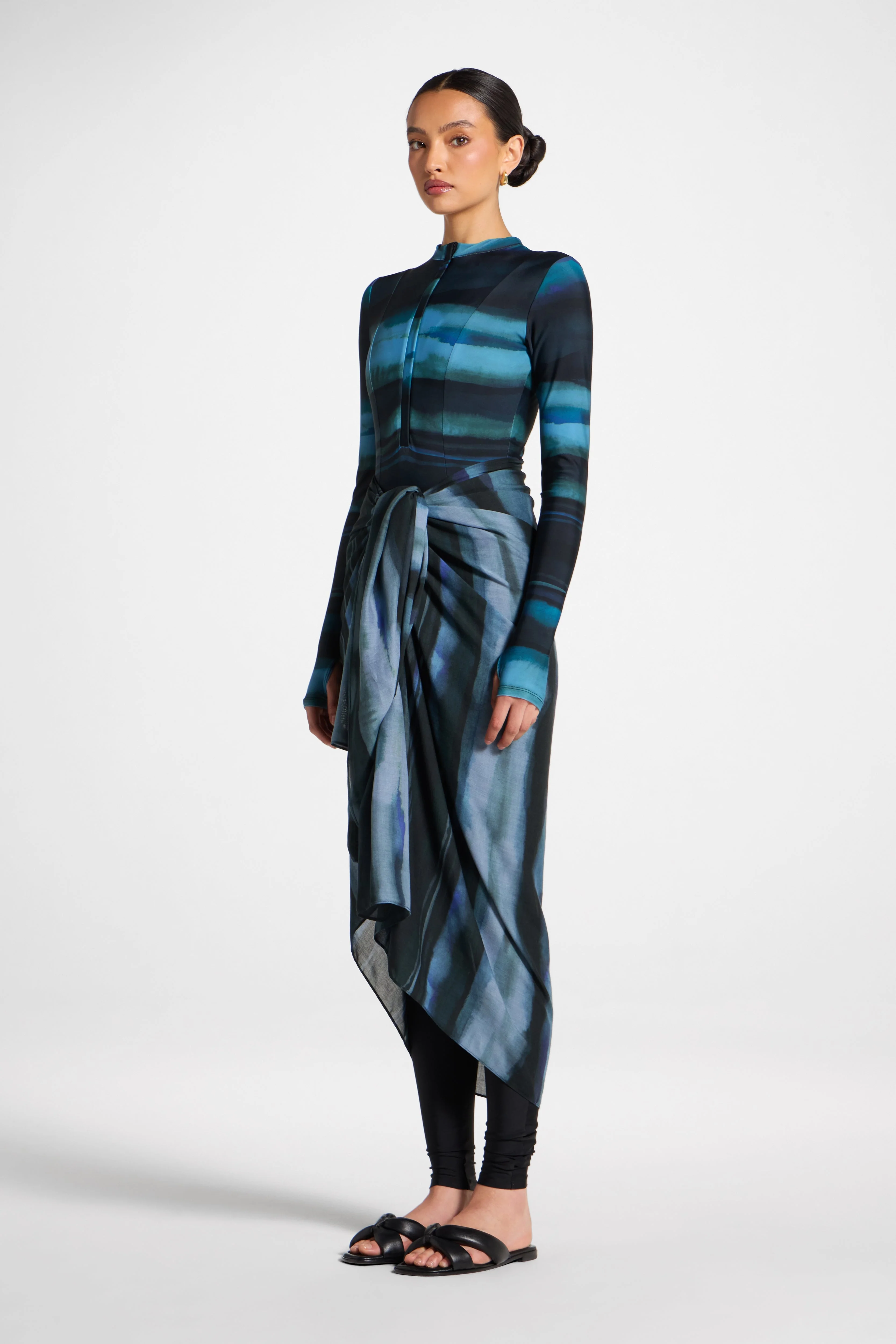 Sarong Scarf Cover Up - Twilight Waves - Image 5