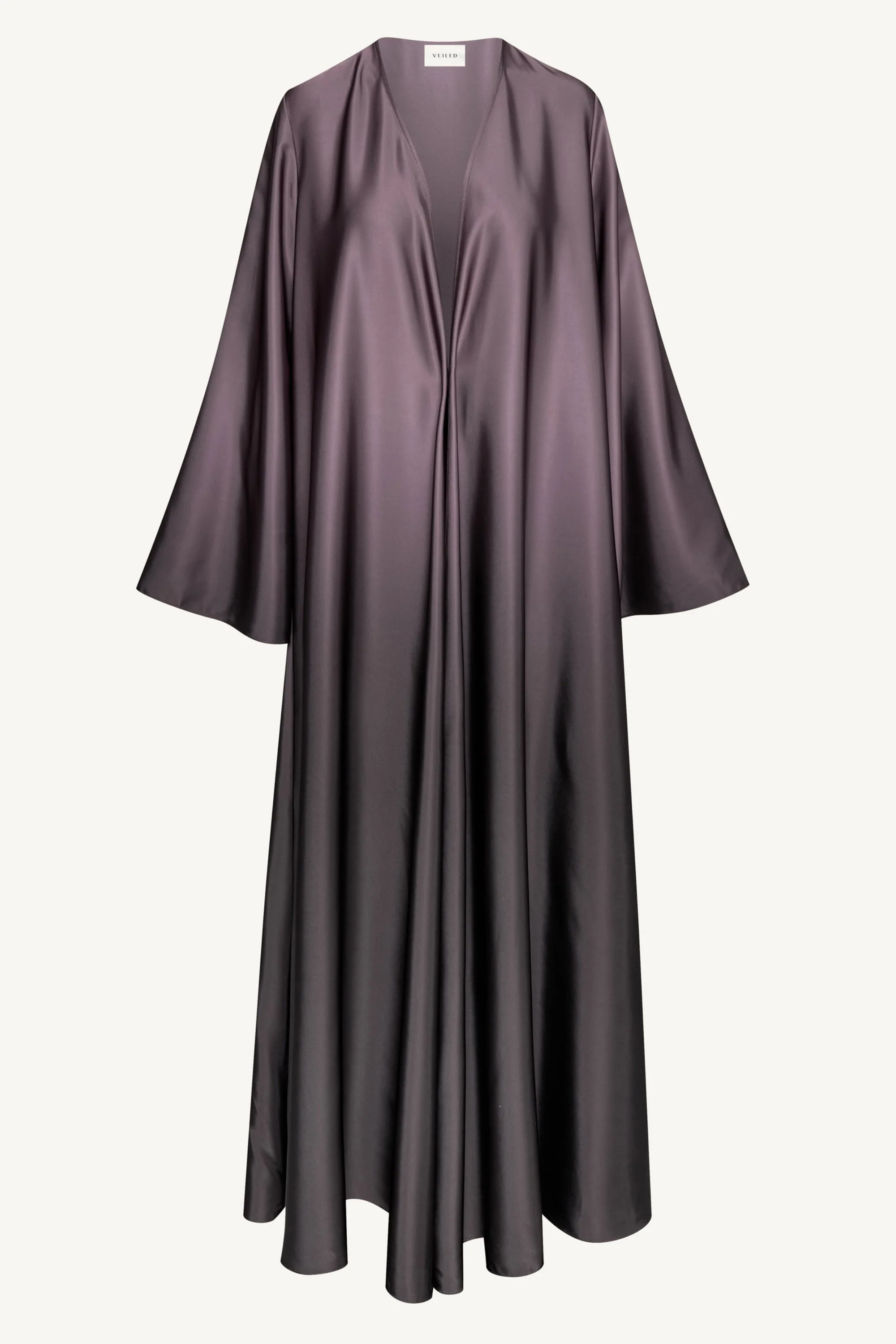 Satin Ombre Open Abaya - Chocolate Plum - Image 2