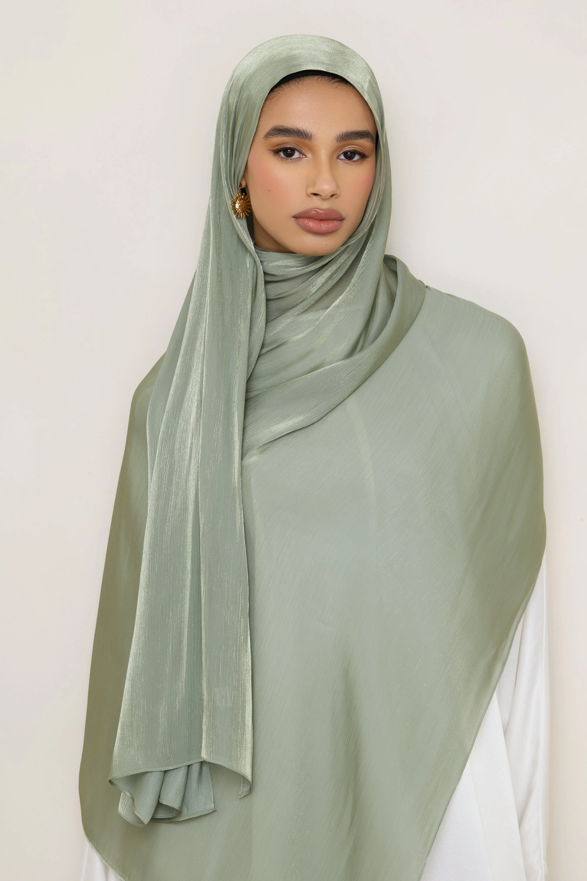 Shimmer Chiffon Hijab - Sage - Image 2