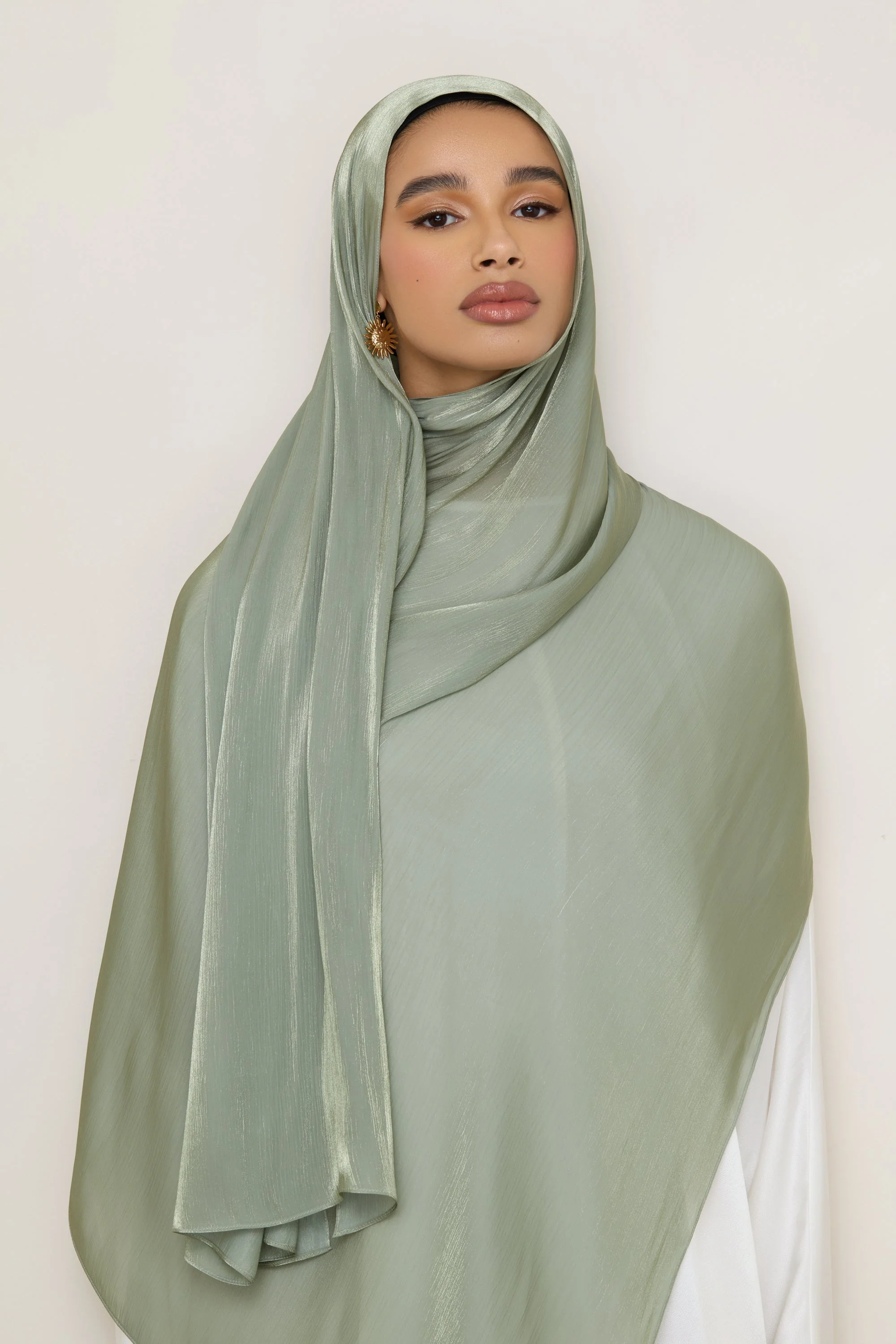 Shimmer Chiffon Hijab - Sage - Image 5