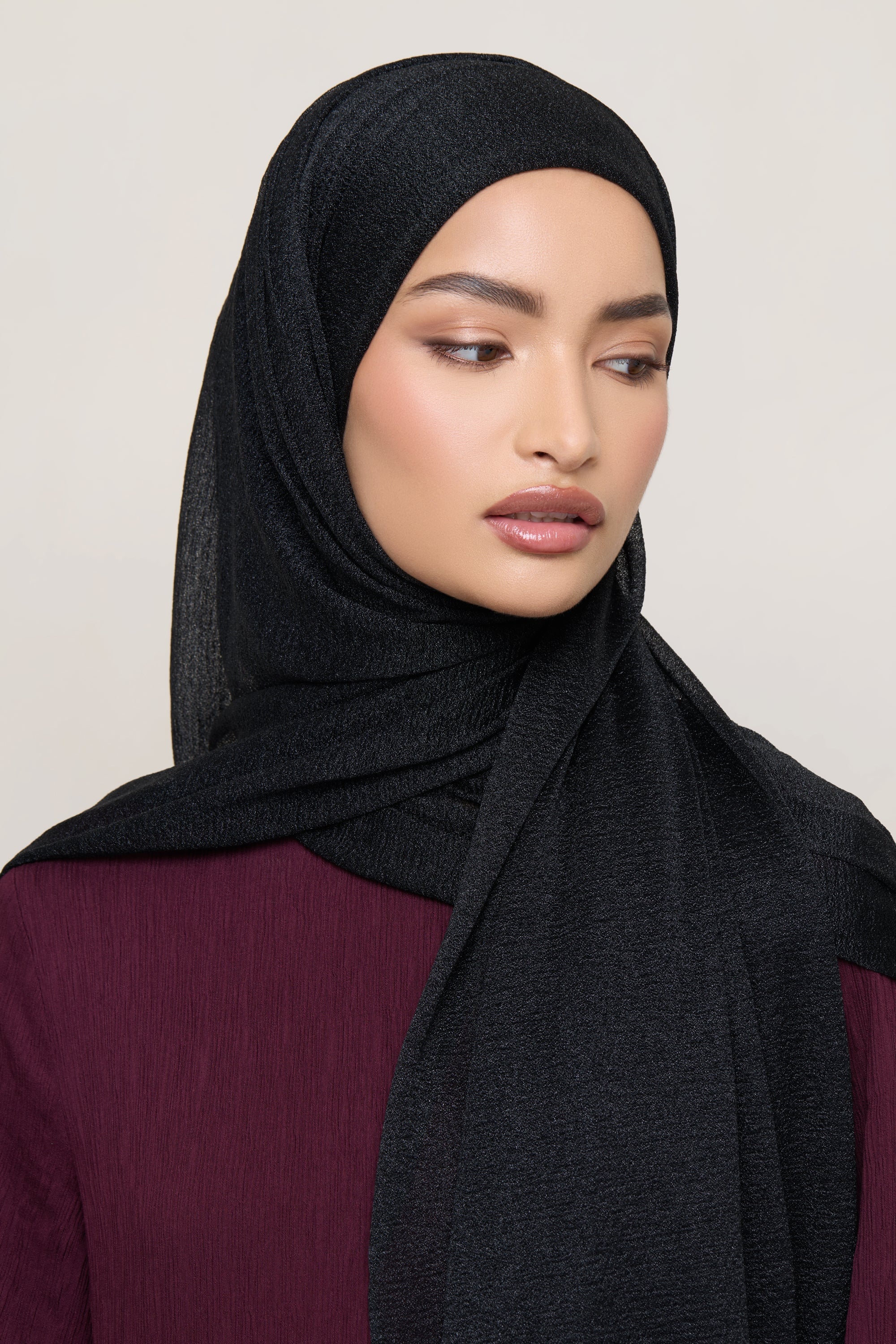 Shimmer Stretch Hijab - Black - Image 3
