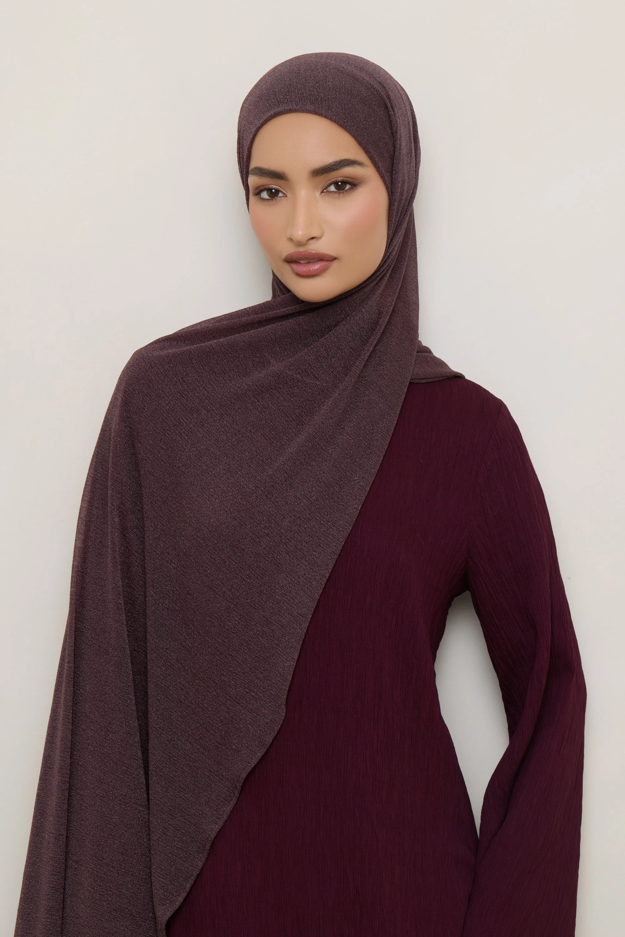 Shimmer Stretch Hijab - Truffle - Image 2