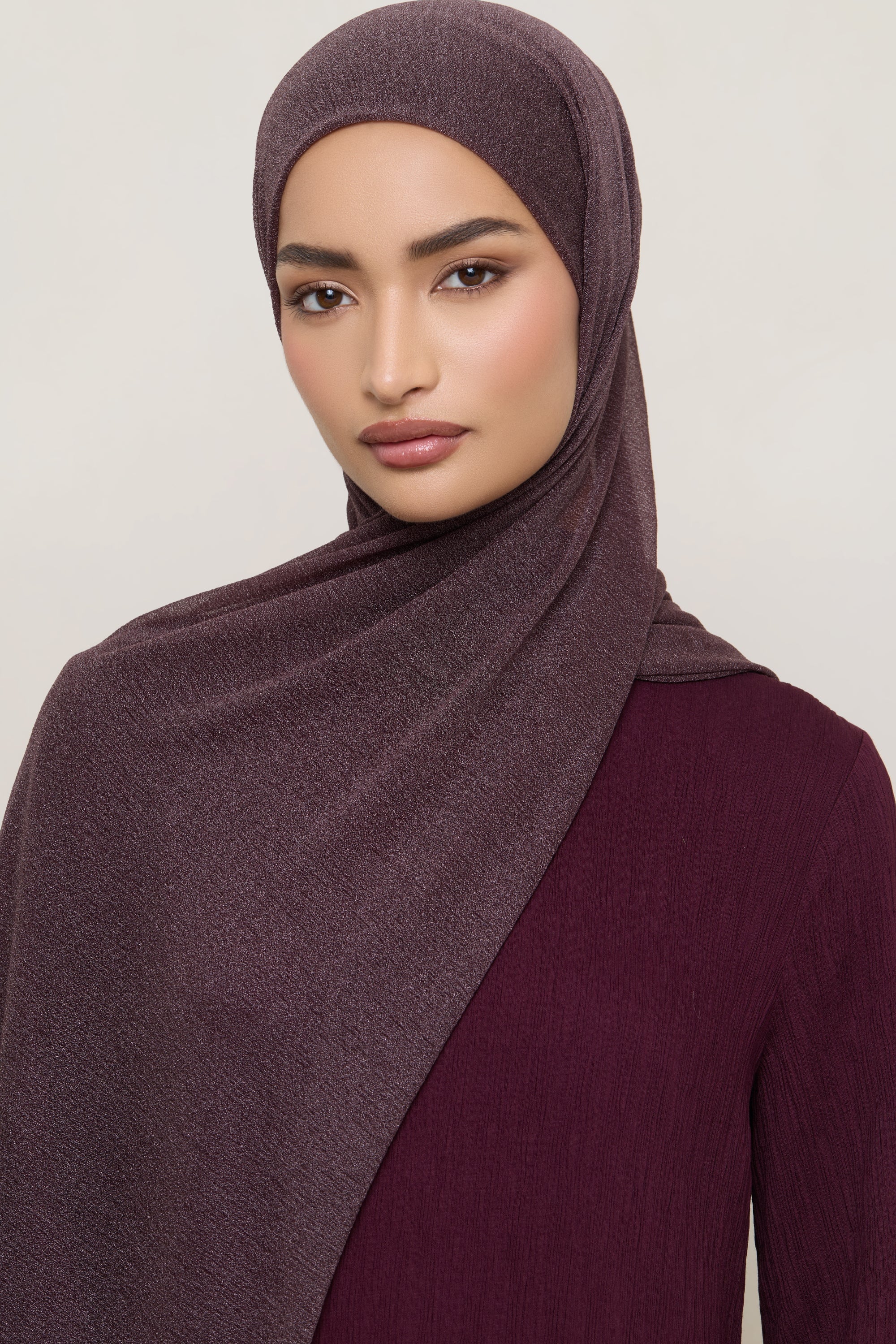 Shimmer Stretch Hijab - Truffle - Image 3