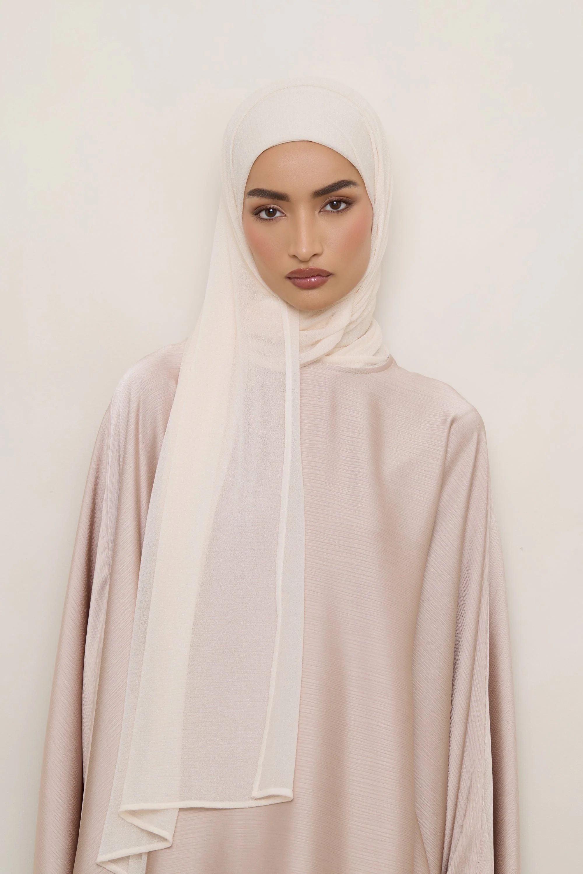 Shimmer Stretch Hijab - Vanilla - Image 5