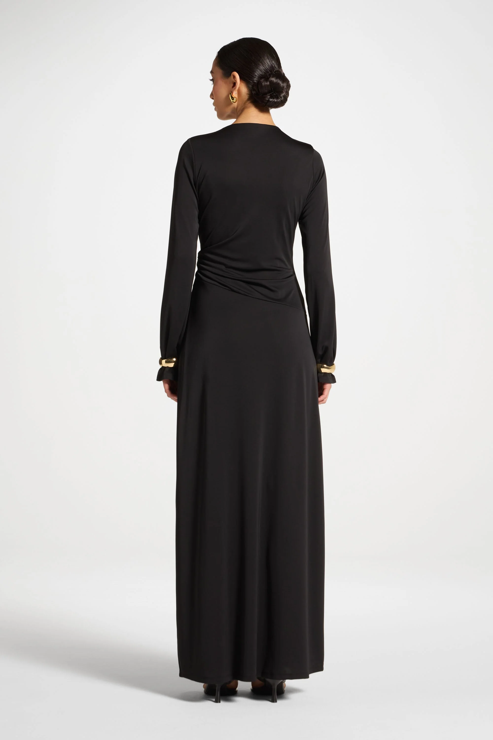 Side Tie Maxi Dress - Black - Image 5