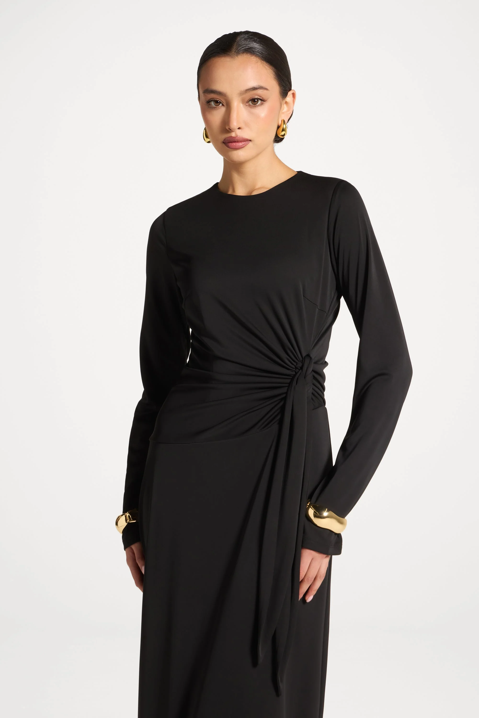Side Tie Maxi Dress - Black - Image 6