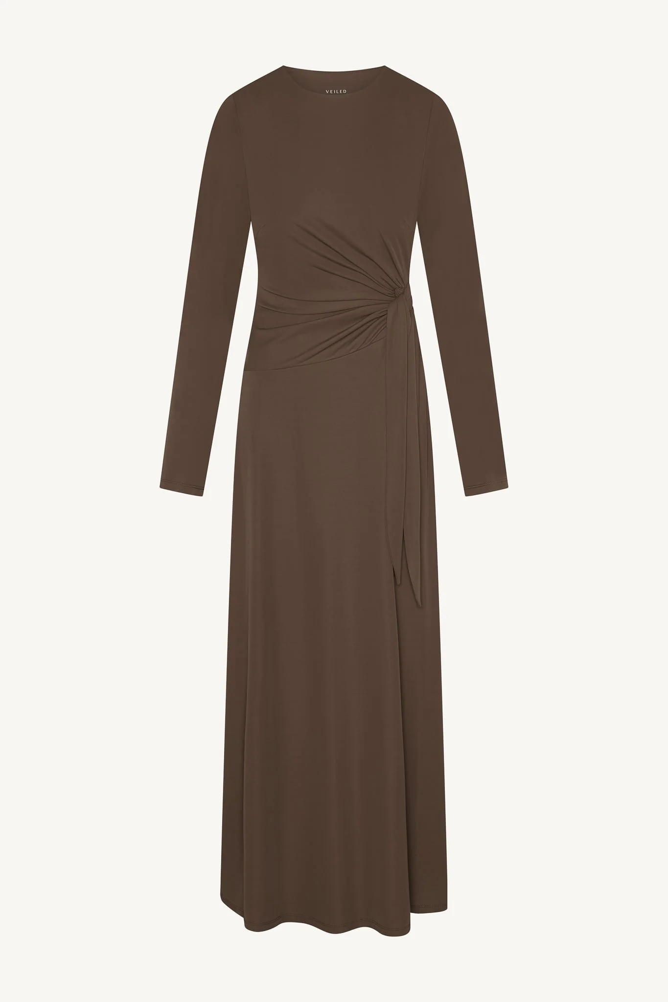 Side Tie Maxi Dress - Coffee - Image 8