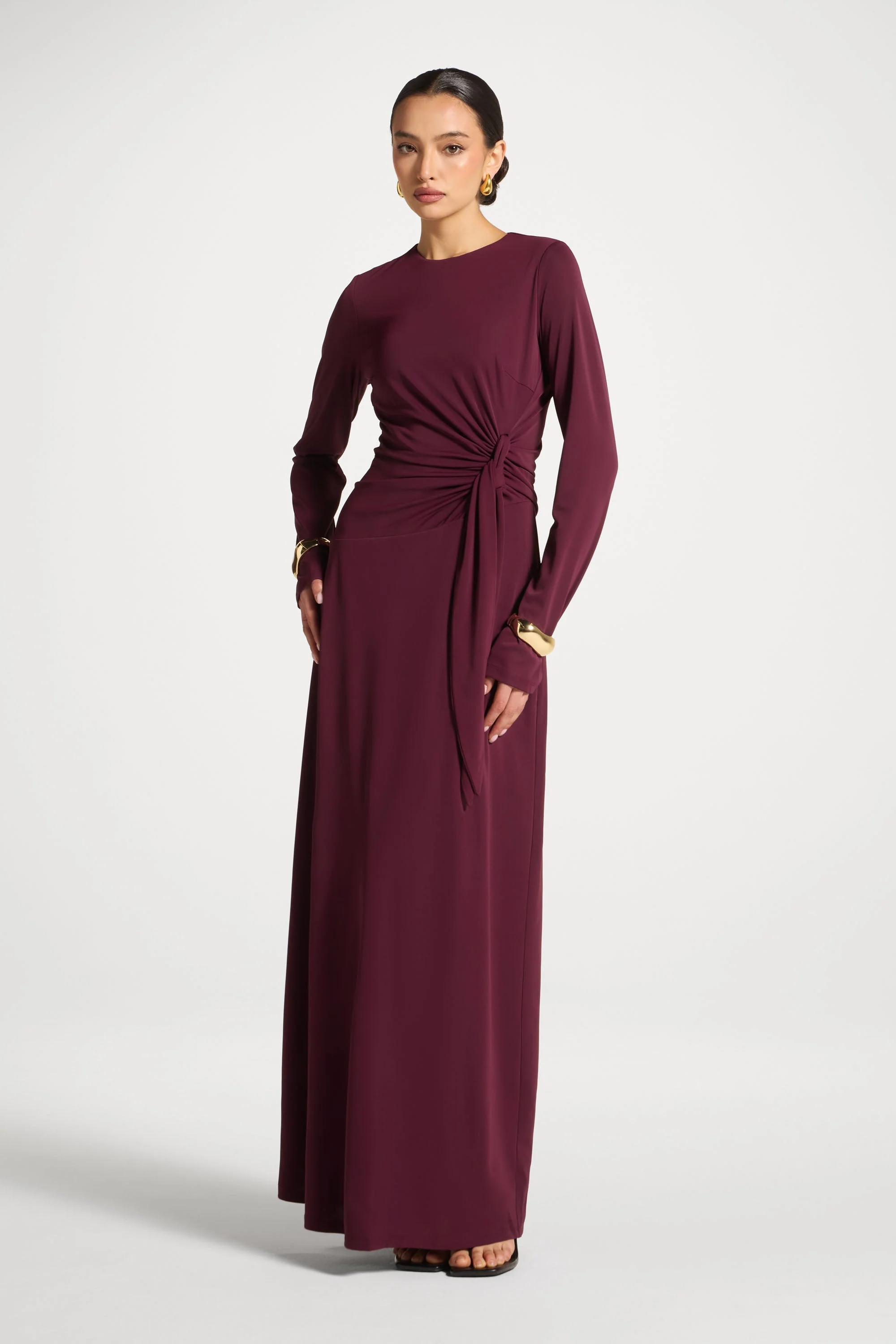 Side Tie Maxi Dress - Fig - Image 3