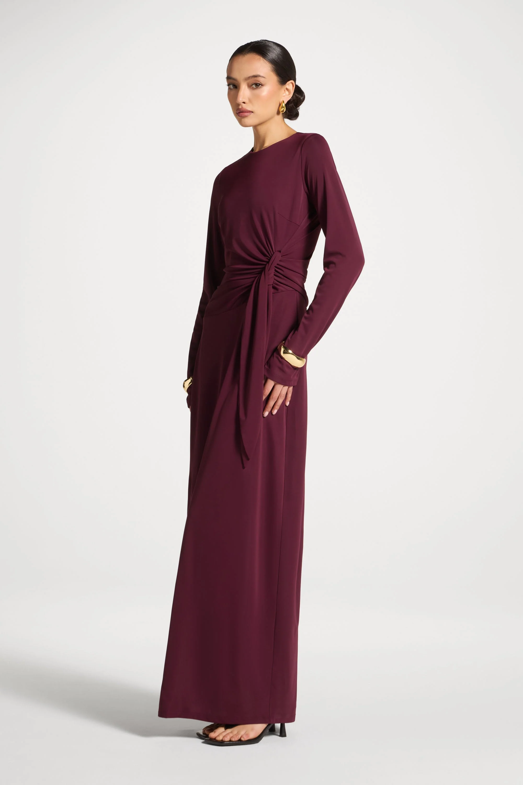 Side Tie Maxi Dress - Fig - Image 4