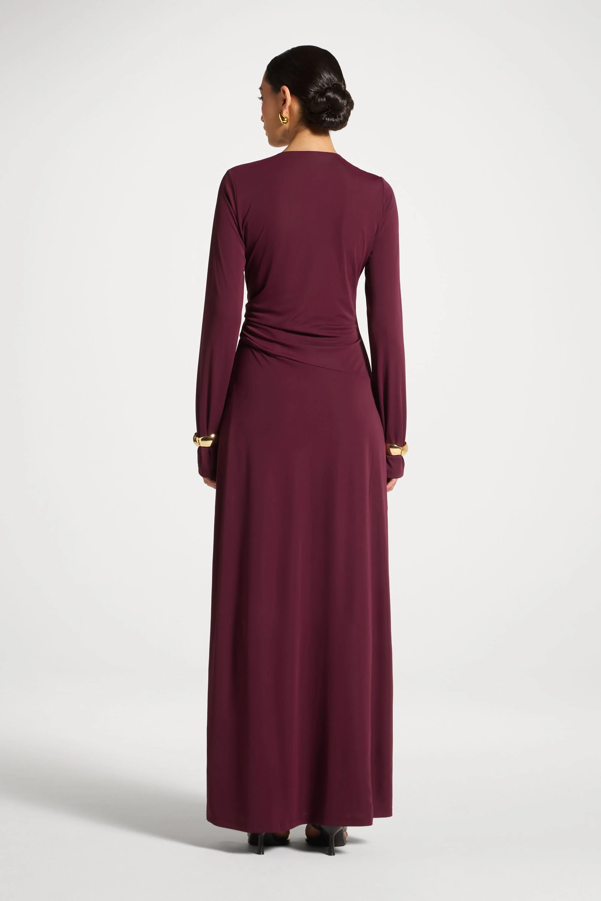 Side Tie Maxi Dress - Fig - Image 5
