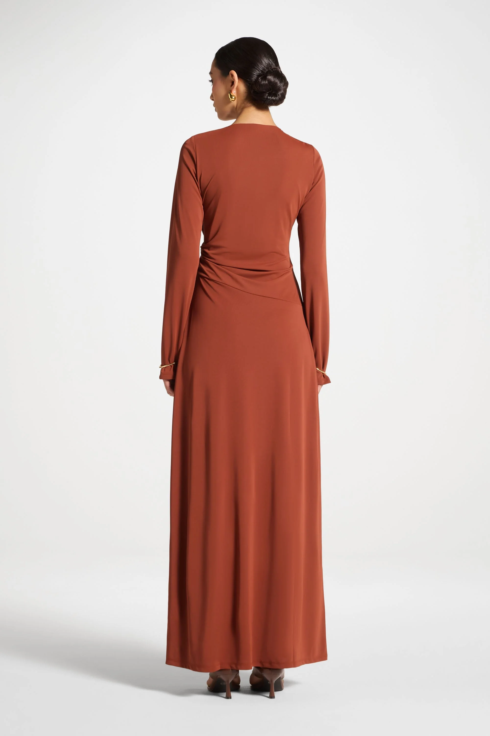 Side Tie Maxi Dress - Terracotta - Image 5