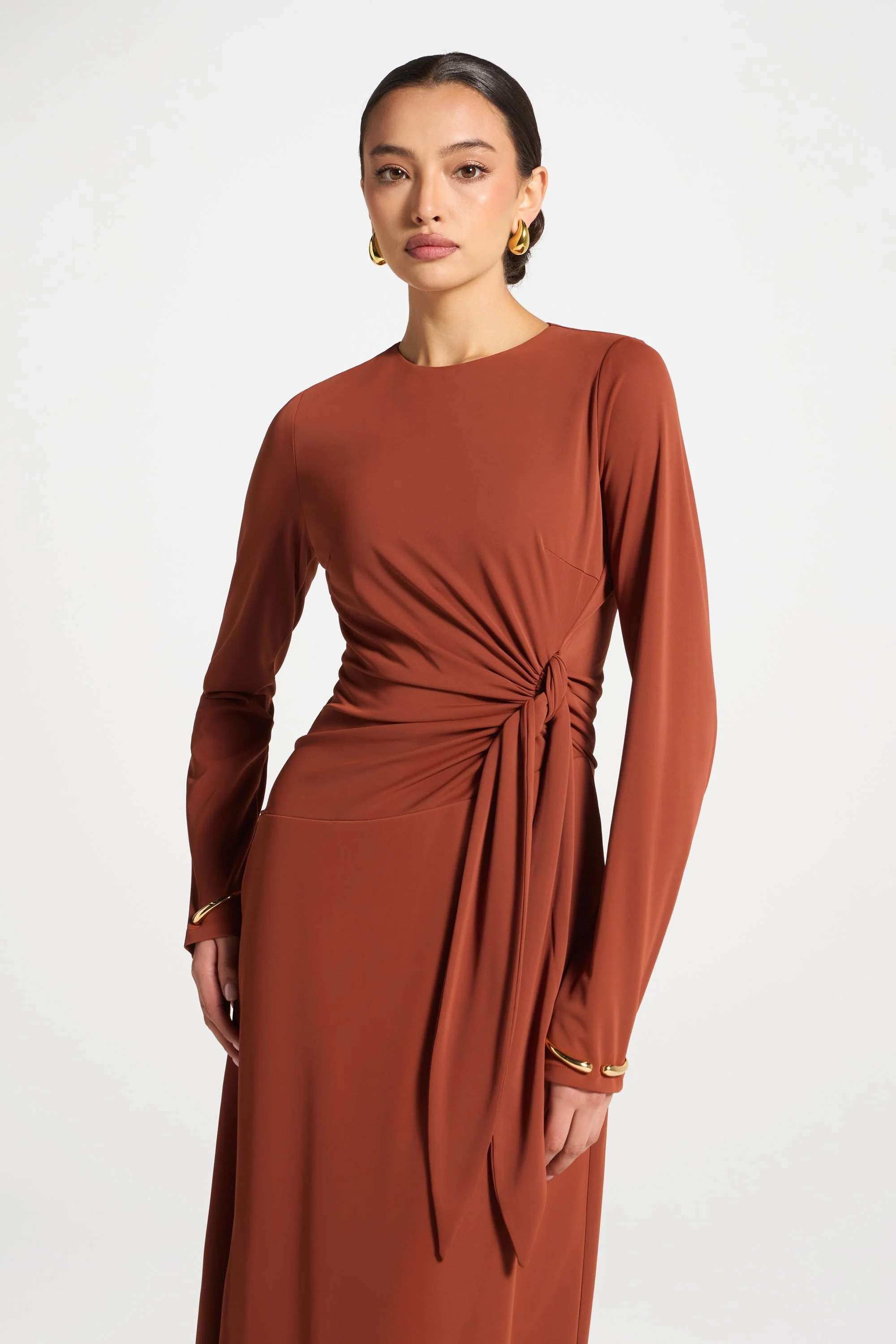 Side Tie Maxi Dress - Terracotta - Image 6